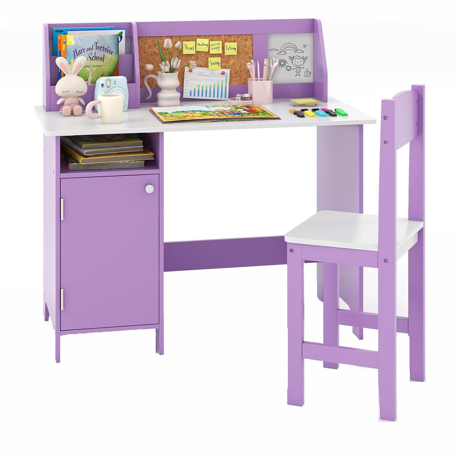 KOMFOTTEU Kinderschreibtisch mit Stuhl (Set), 74×29×29cm