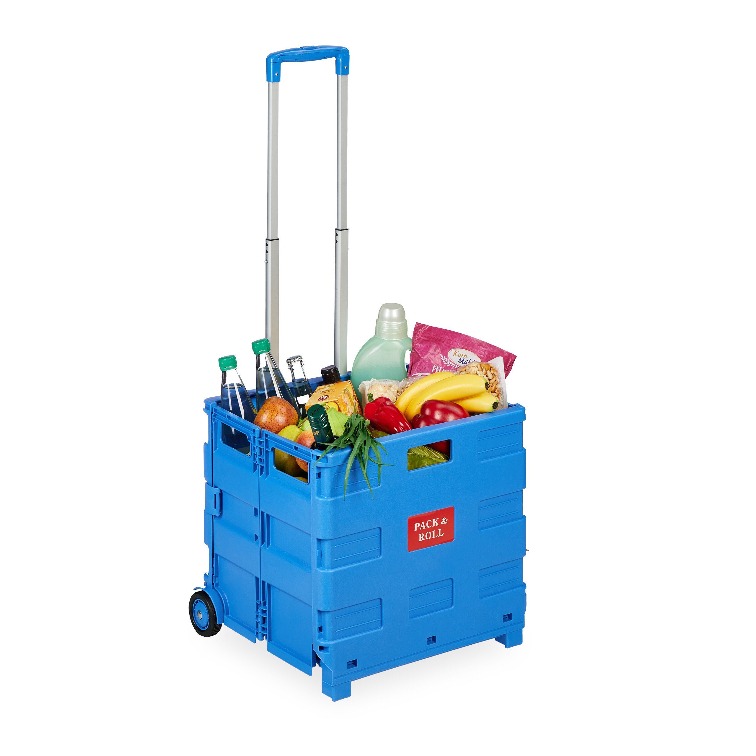 relaxdays Einkaufstrolley Klappbarer Einkaufstrolley, Blau günstig online kaufen