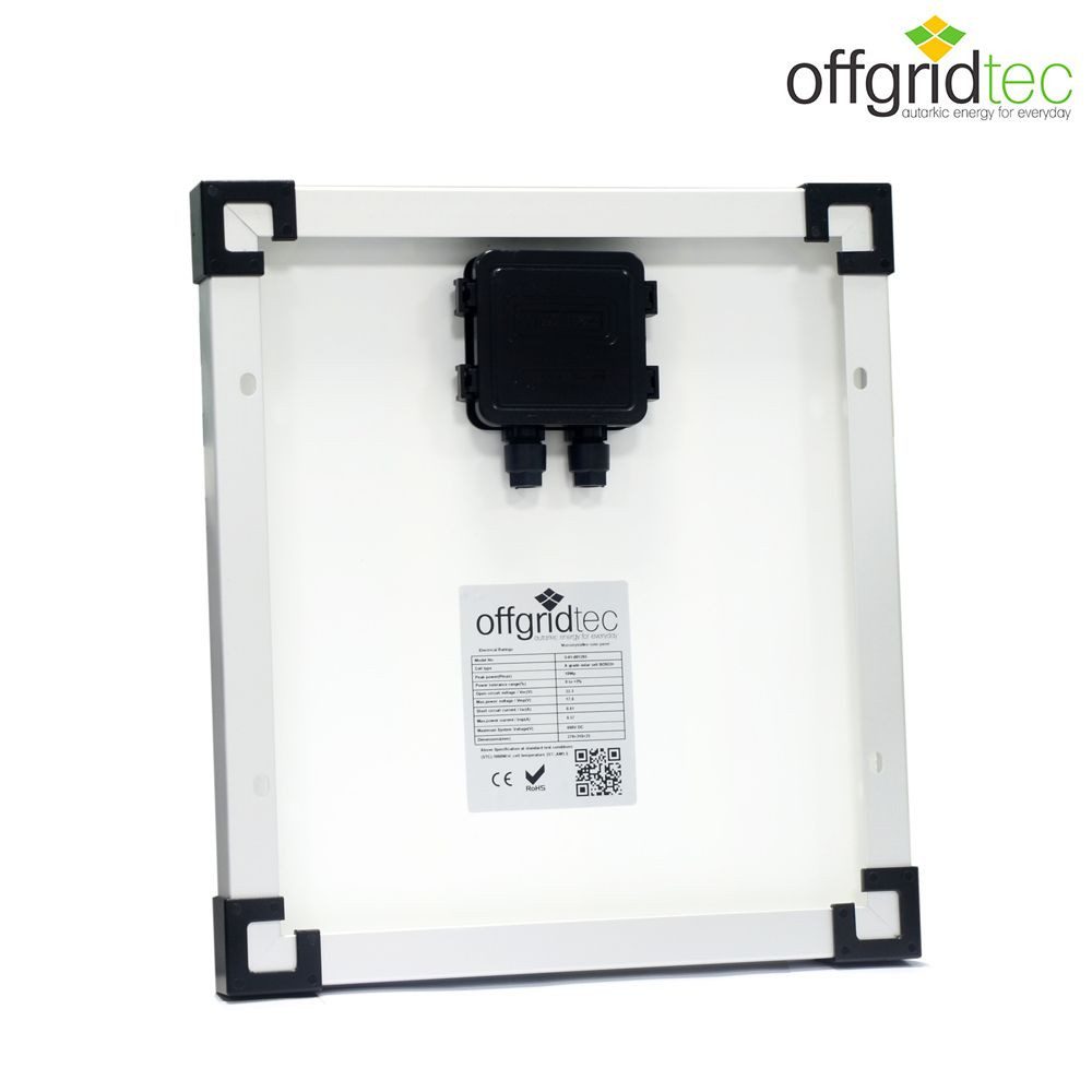 offgridtec Solarmodul Solarpanel, Monokristallin, 12V, 10W, 370x230x25mm, 10 W