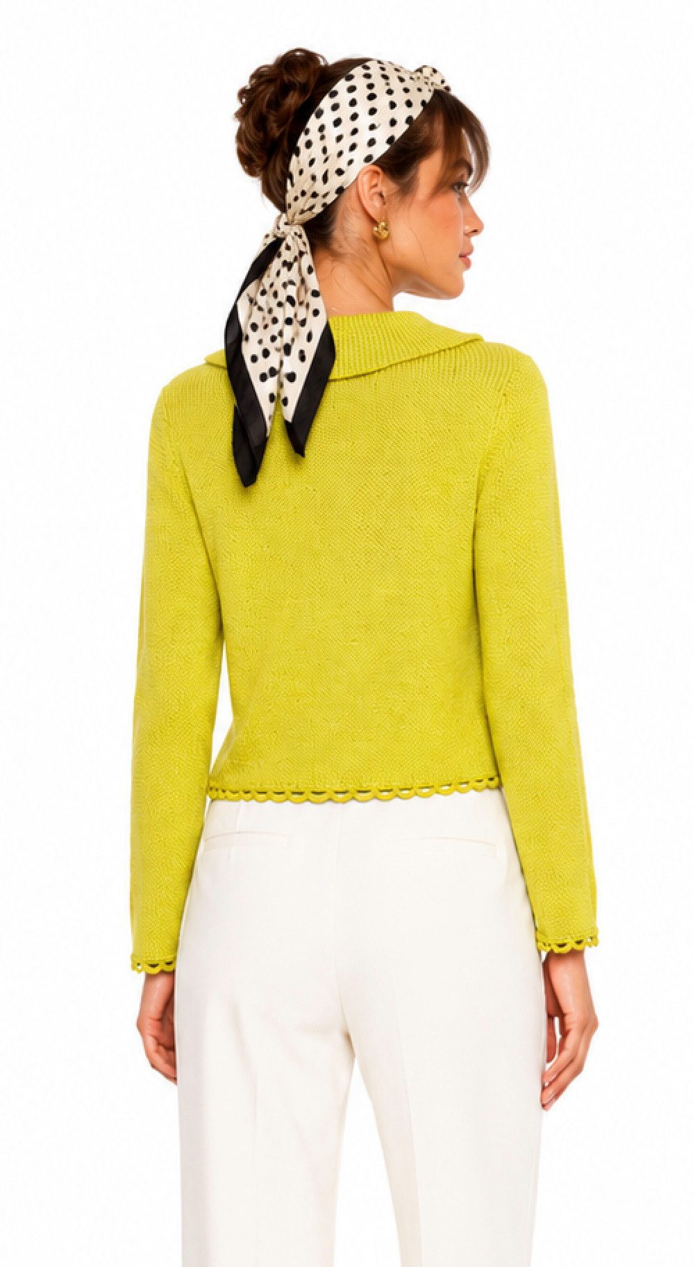 Moschino Cardigan COUTURE Milano Strickjacke Herzknöpfe Scallop Hochwertige italienische Strickqualität mit leichtem Glanz