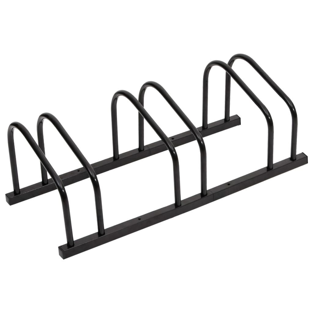 Fahrradständer Fahrradständer für 3 Fahrräder Schwarz Stahl