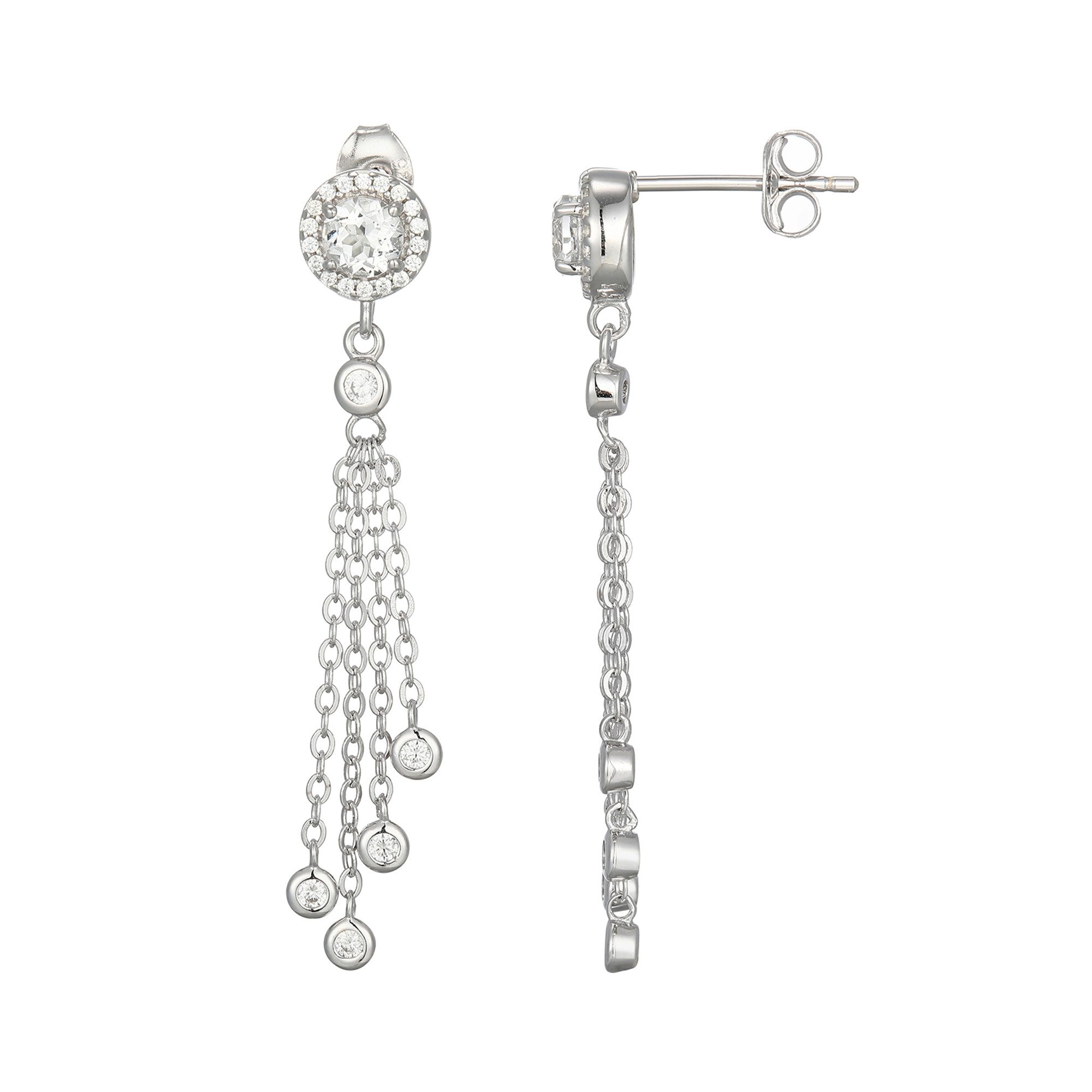 Cavill Ohrring-Set Ohrringe aus Rhodium-versilbertem Silber mit weißem Topas (2-tlg)