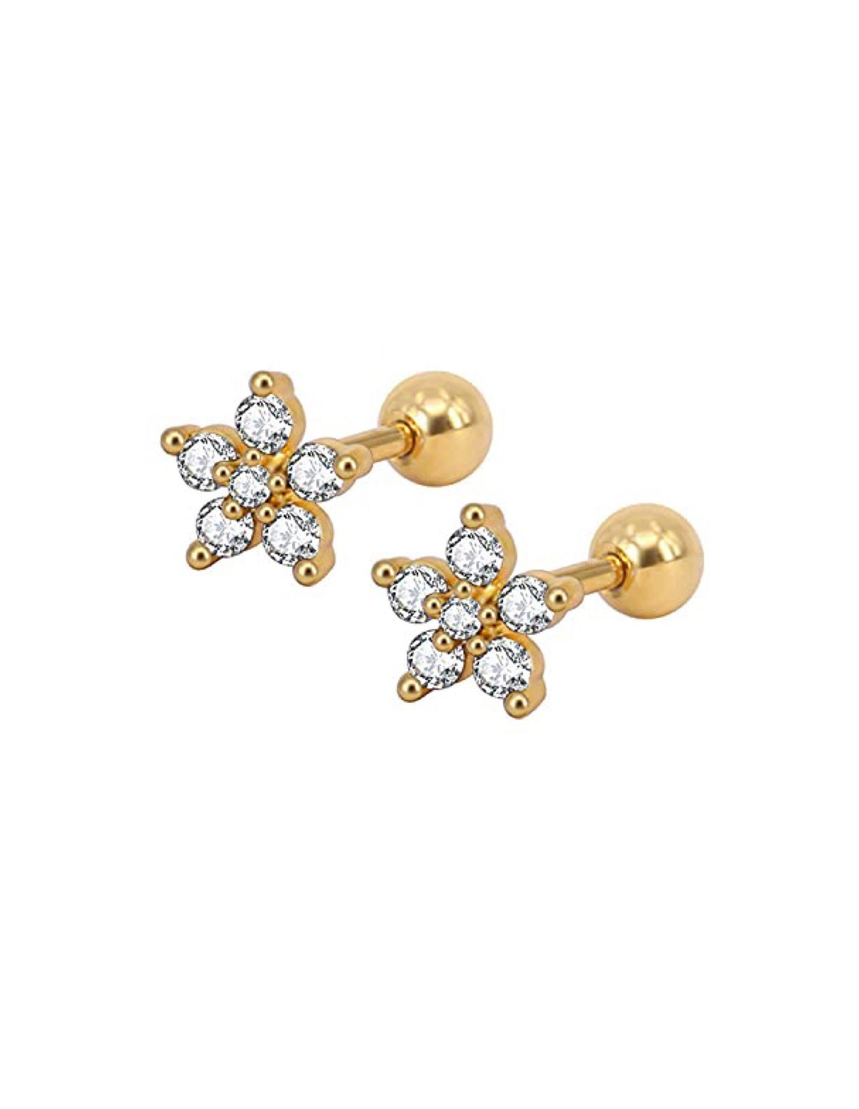 Paletti Single-Ohrstecker Ohrstecker Blumen vergoldet ein stück, -