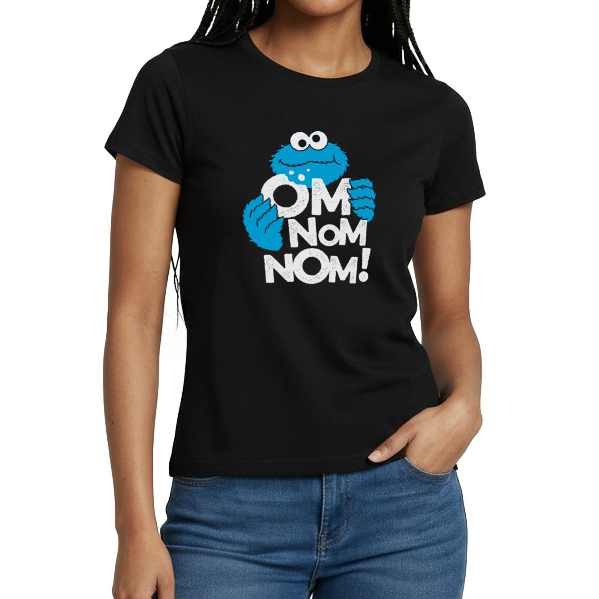 T-Shirt Sesamstraße Krümelmonster Om Nom Nom Frauen T-Shirt