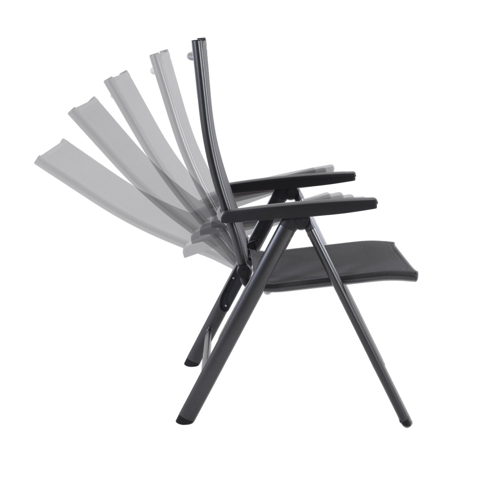 Kettler Gartenstuhl »Cirrus - klappbarer Essstuhl aus Aluminium in  ANTHRAZIT & Textilgewebe in GRAU, 5 -fach verstellbar, 150 kg Tragkraft mit  Klappsicherung«, Wasserdurchlässiges, schnell trocknendes Textilgewebe