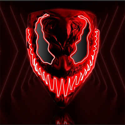 TK Gruppe Verkleidungsmaske LED Venobat Maske rot - Damen und Herren Kostüm Halloween Fasching, (1x LED Venobat maske rot)