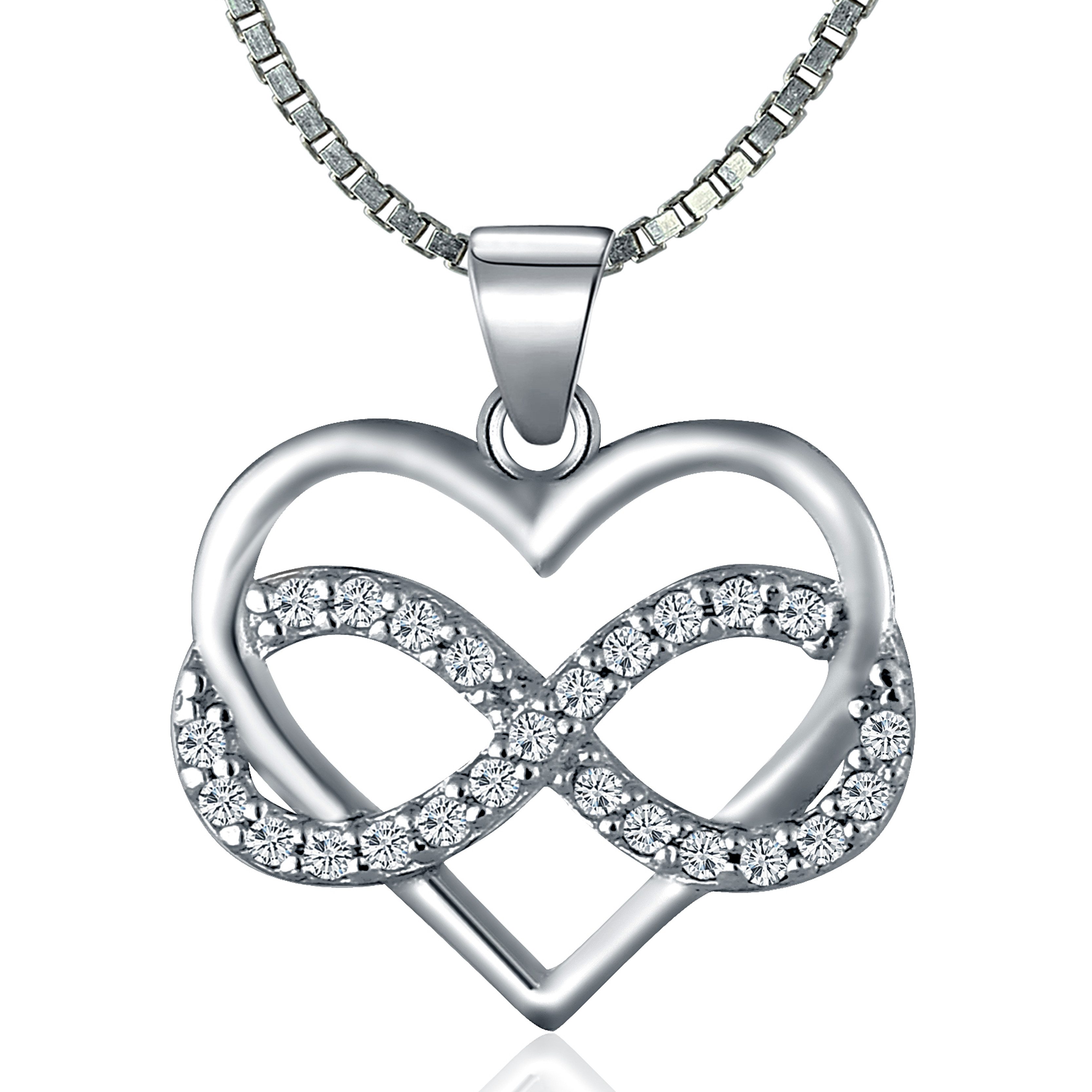 NAHLE Kette mit Anhänger Silberkette Herz Unendlichkeit Infinity Halskette günstig online kaufen