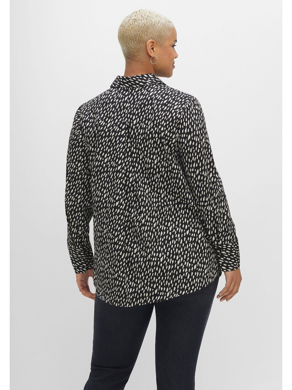 mit Große Sheego Alloverdruck, Popeline-Qualität Hemdbluse aus Größen