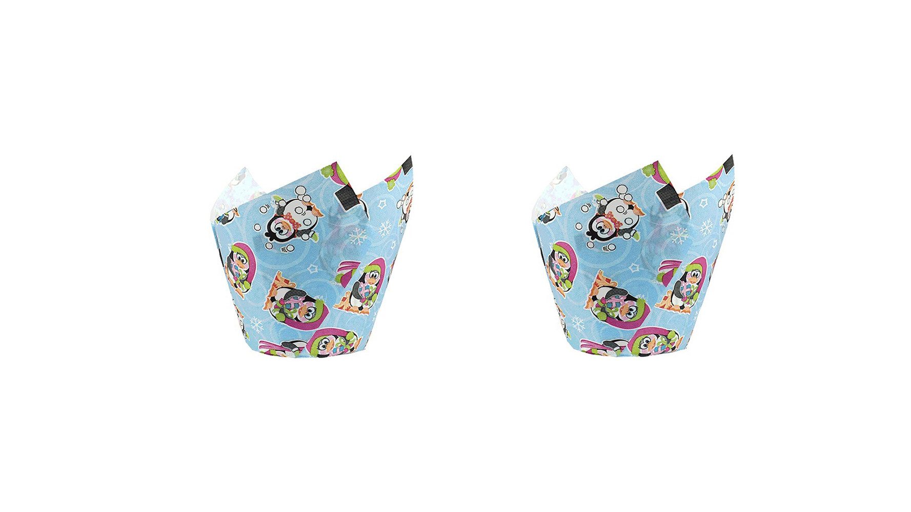 Demmler Backform 2er Set Tulip-Wraps mit Pinguin-Design - 2x 24 Stück - 5x5-9 cm, Ideal für Hobbybäcker, Buffets und Mitbringsel - Made in Germany