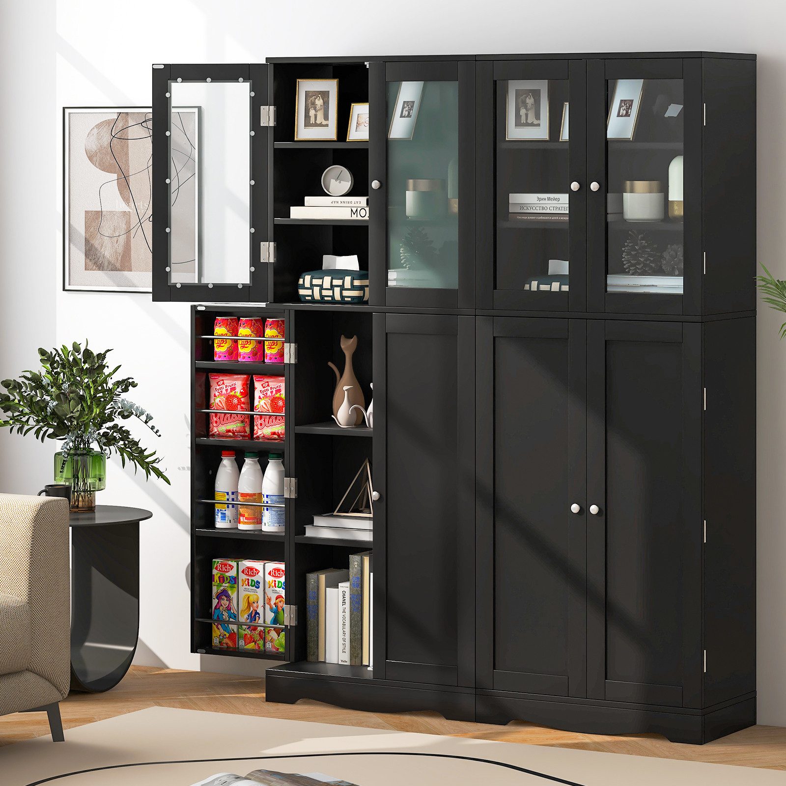 COSTWAY Hochschrank (1-St) mit 7 Ablageböden & 4 Türregalen 60x31,5x161,5cm günstig online kaufen