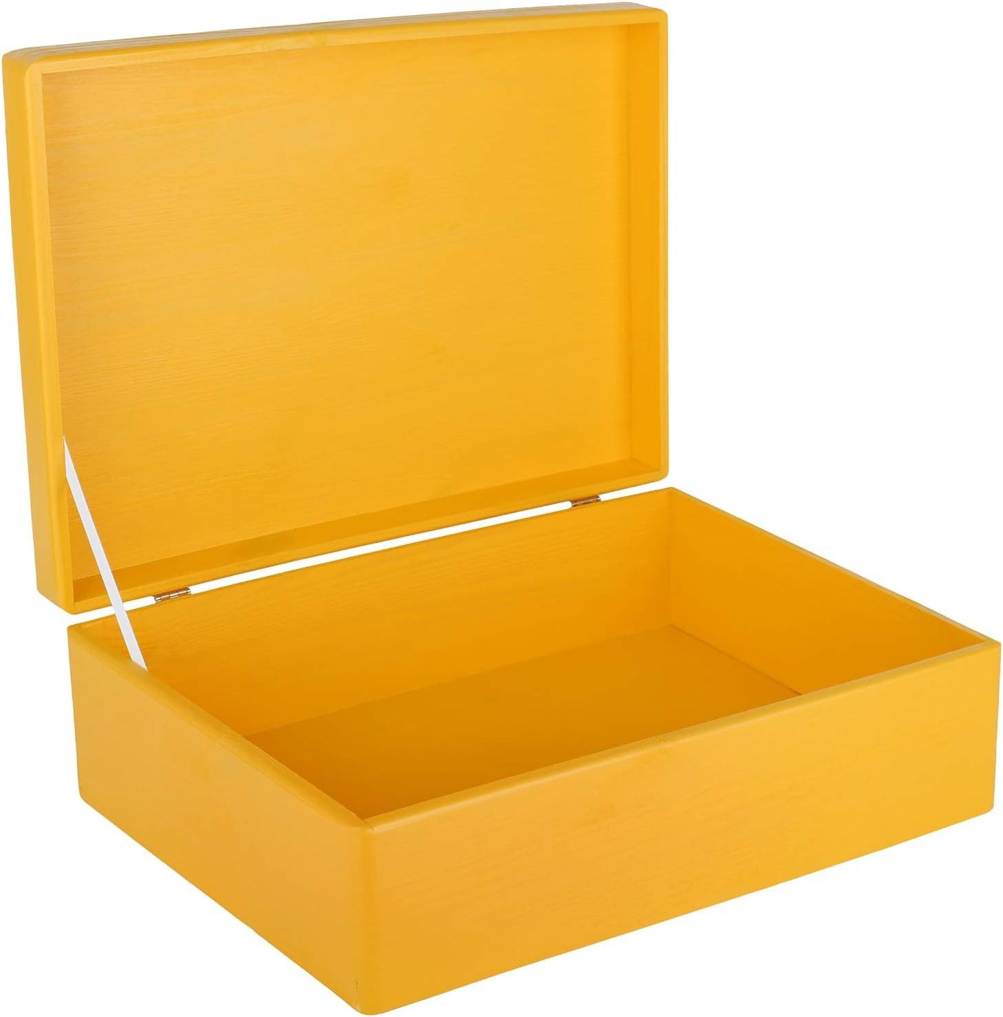 Creative Deco Holzkiste XL Große Holzkiste mit Deckel, 40x30x14 cm, Erinnerungsbox Baby, abgerundete Kanten