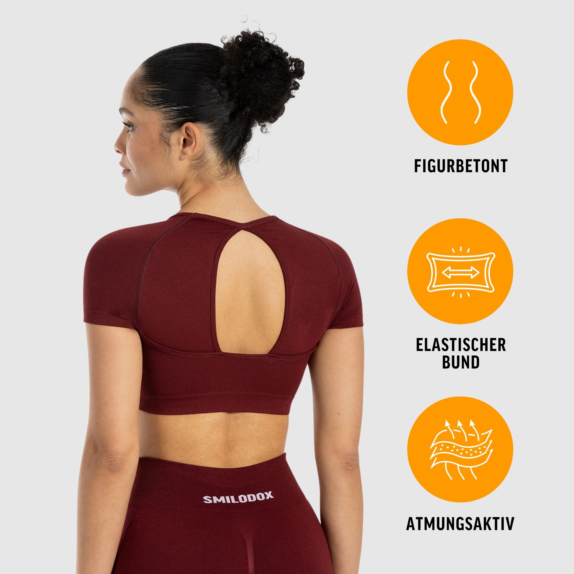 Smilodox Trainingsshirt Soheli, Seamless Fitness Crop Top mit kurzem Ärmel, Gym & Yogashirt Seamless, Bewegungsfreiheit, Trainingsshirt, bauchfrei