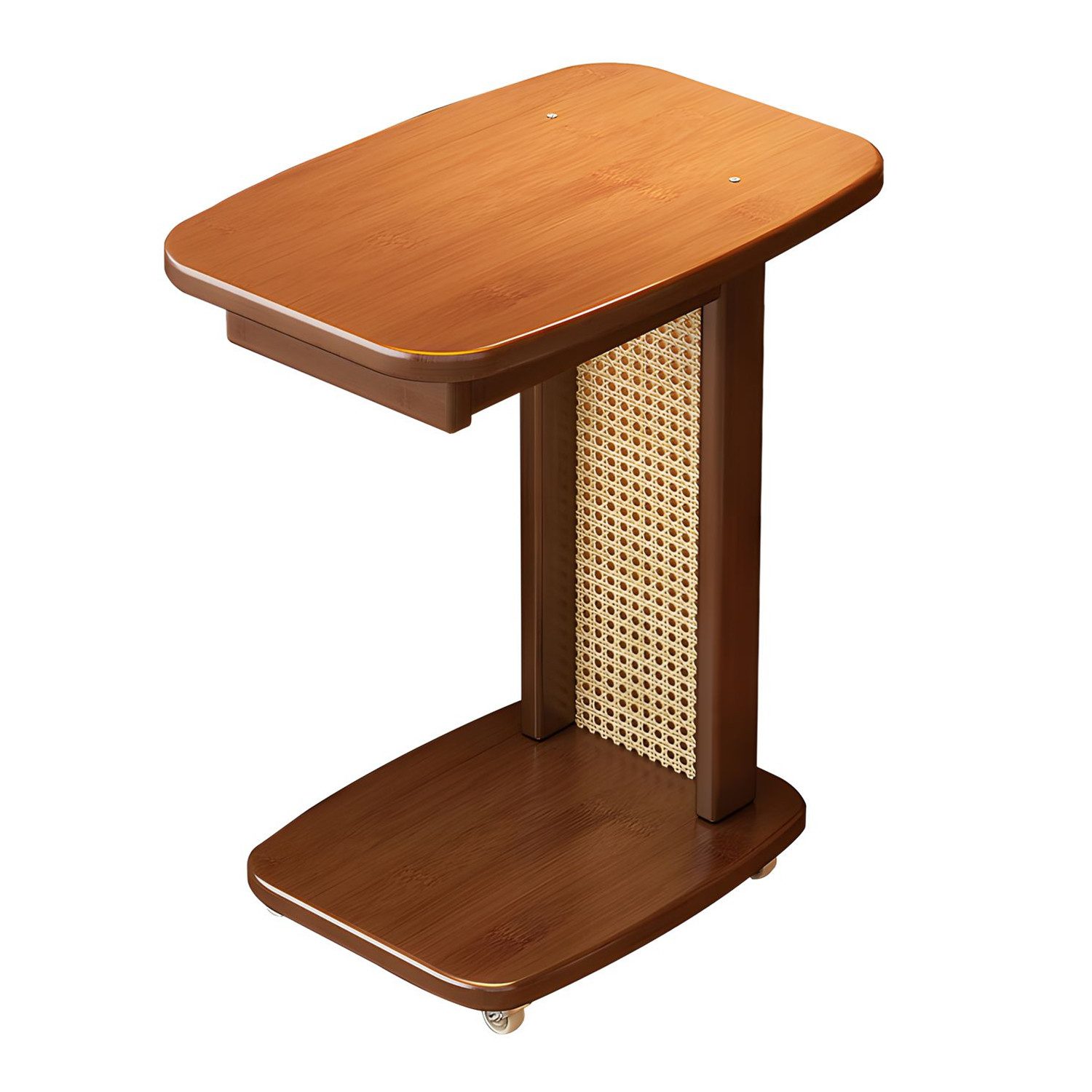 OSTWOLKE Beistelltisch mit Rollen C-Form mobiler Couchtisch Kaffeetisch 49 x 32 x 61 cm, C-förmiger Sofatisch mit Schublade für Wohnzimmer, Schlafzimmer