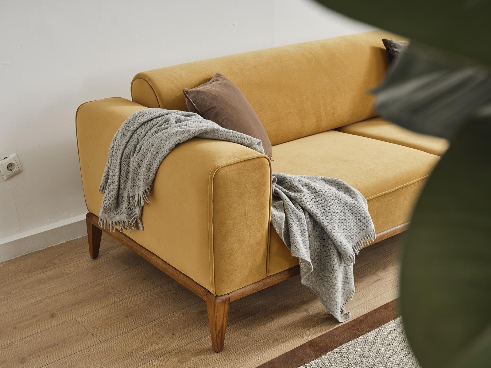 Sofas Sofa Sitzer Sofa Gelb in 1 Modern, 3 Made Europe Luxus Dreisitzer Stoff JVmoebel Wohnzimmer Teile,