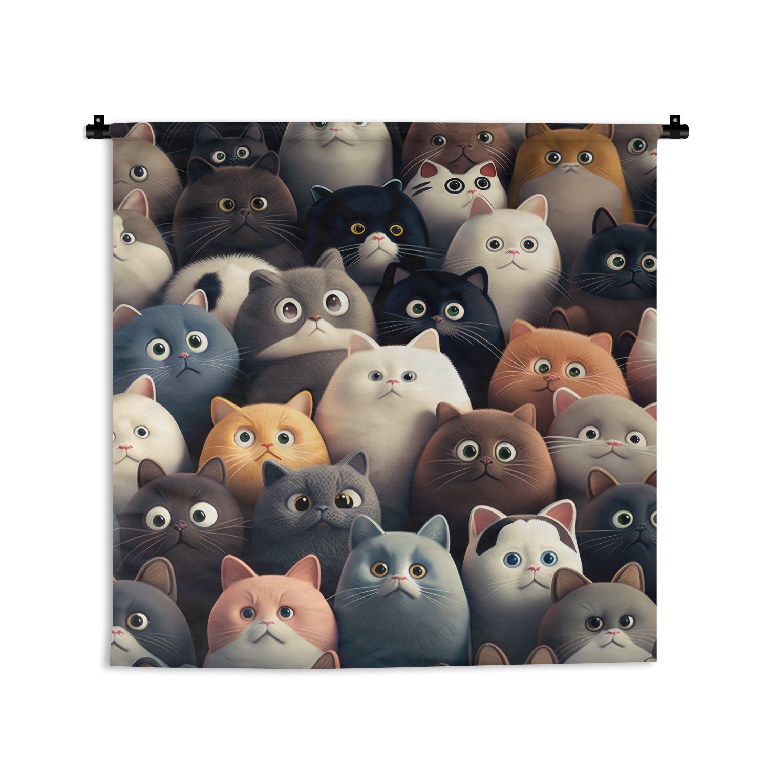 MuchoWow Wanddekoobjekt Katze - Tiere - Katze - Muster - Junge - Mädchen, Wanddeko für Wohnzimmer, Schlafzimmer, Kleid, Wandbehang, Kinderzimmer