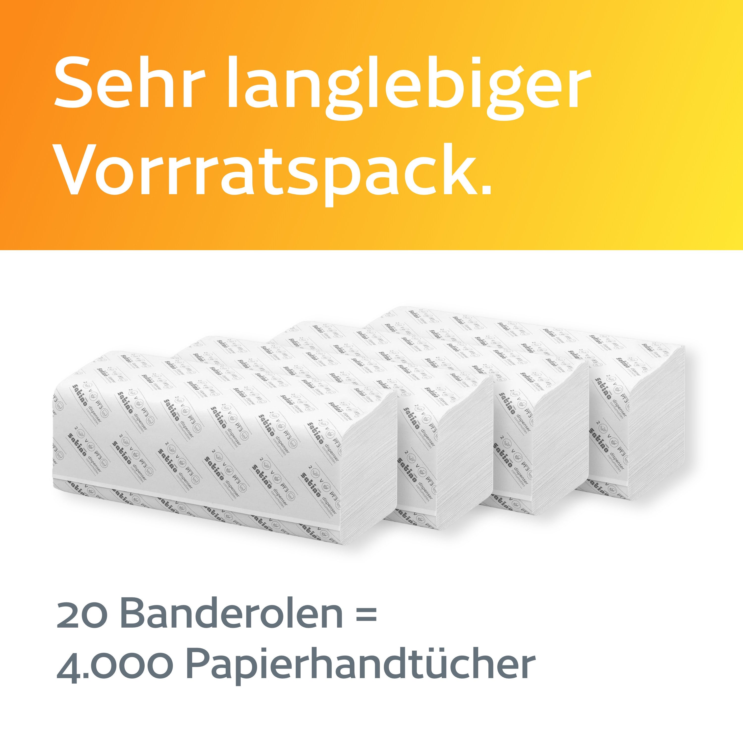 Satino Papierhandtuch 2-lagig - 4.000 Papierhandtücher - ZZ-Falz - 24 x 23 cm (4000-St)