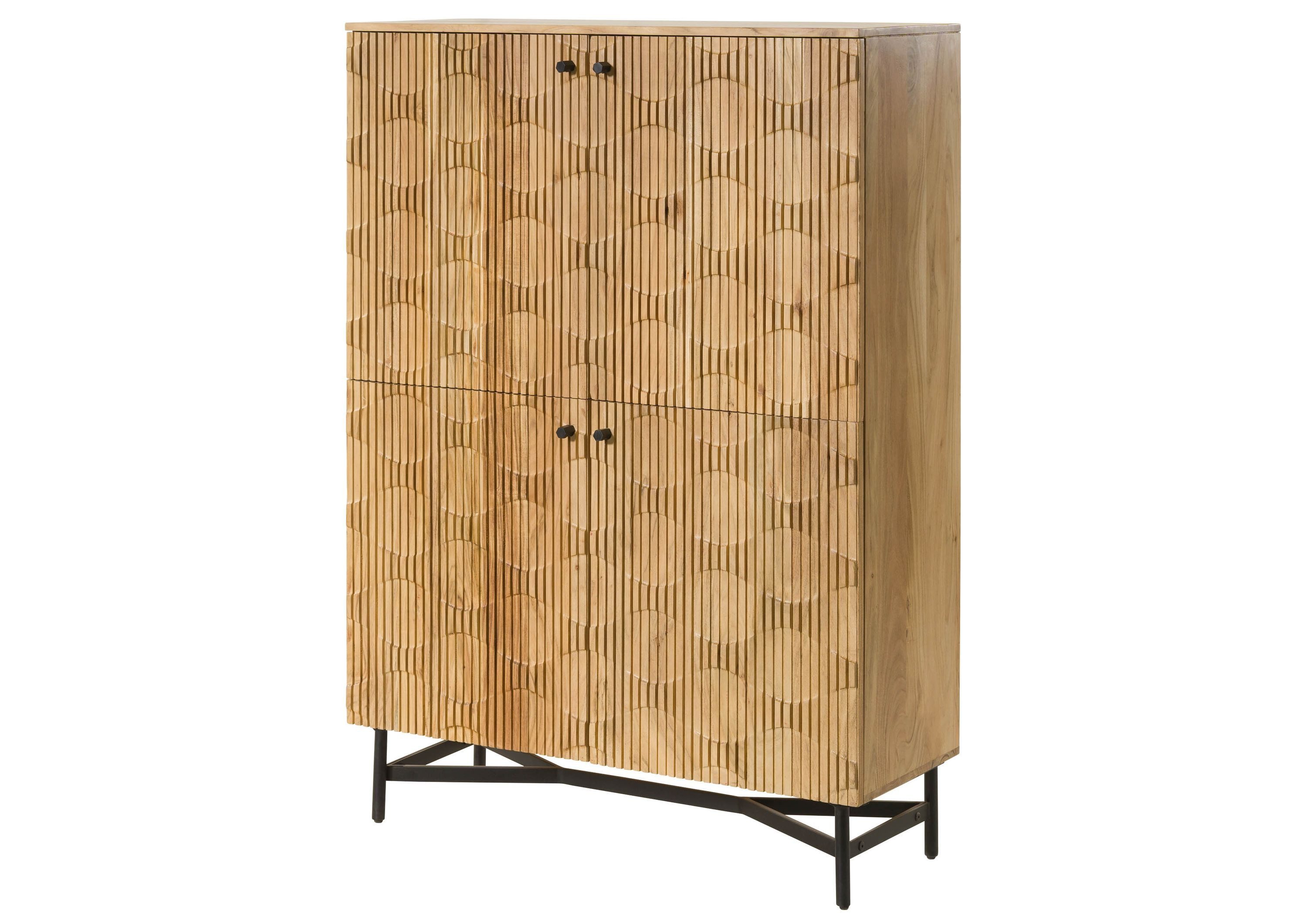 Massivmoebel24 Highboard (Akazie 110x40x150 natur lackiertLONDON #110), Akazie 110x40x150 natur lackiertLONDON #110