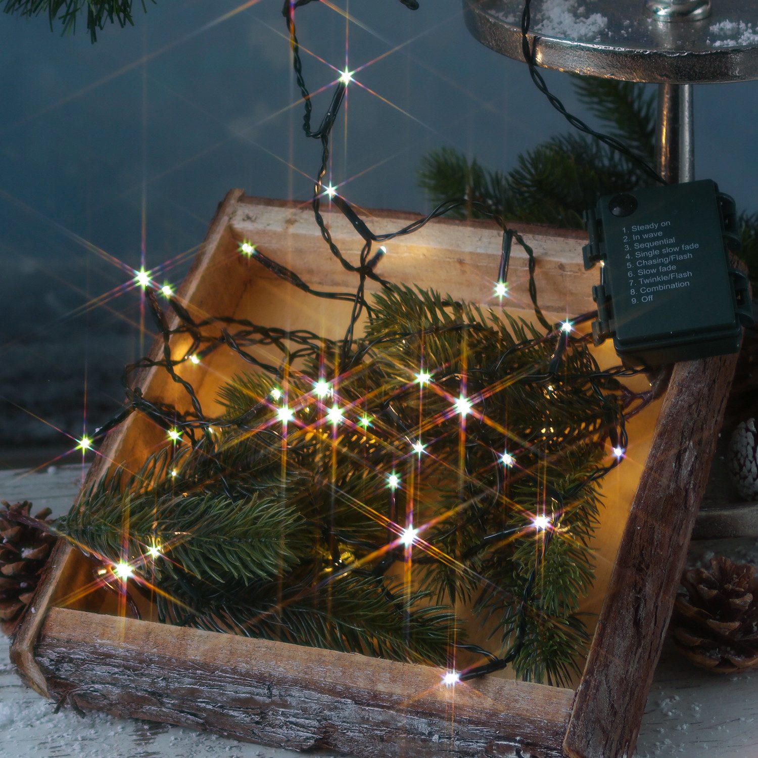 MARELIDA LED-Lichterkette Weihnachtslichterkette Batterie 48LED 8 Funkt. 3,5 für Innen Außen, 48-flammig