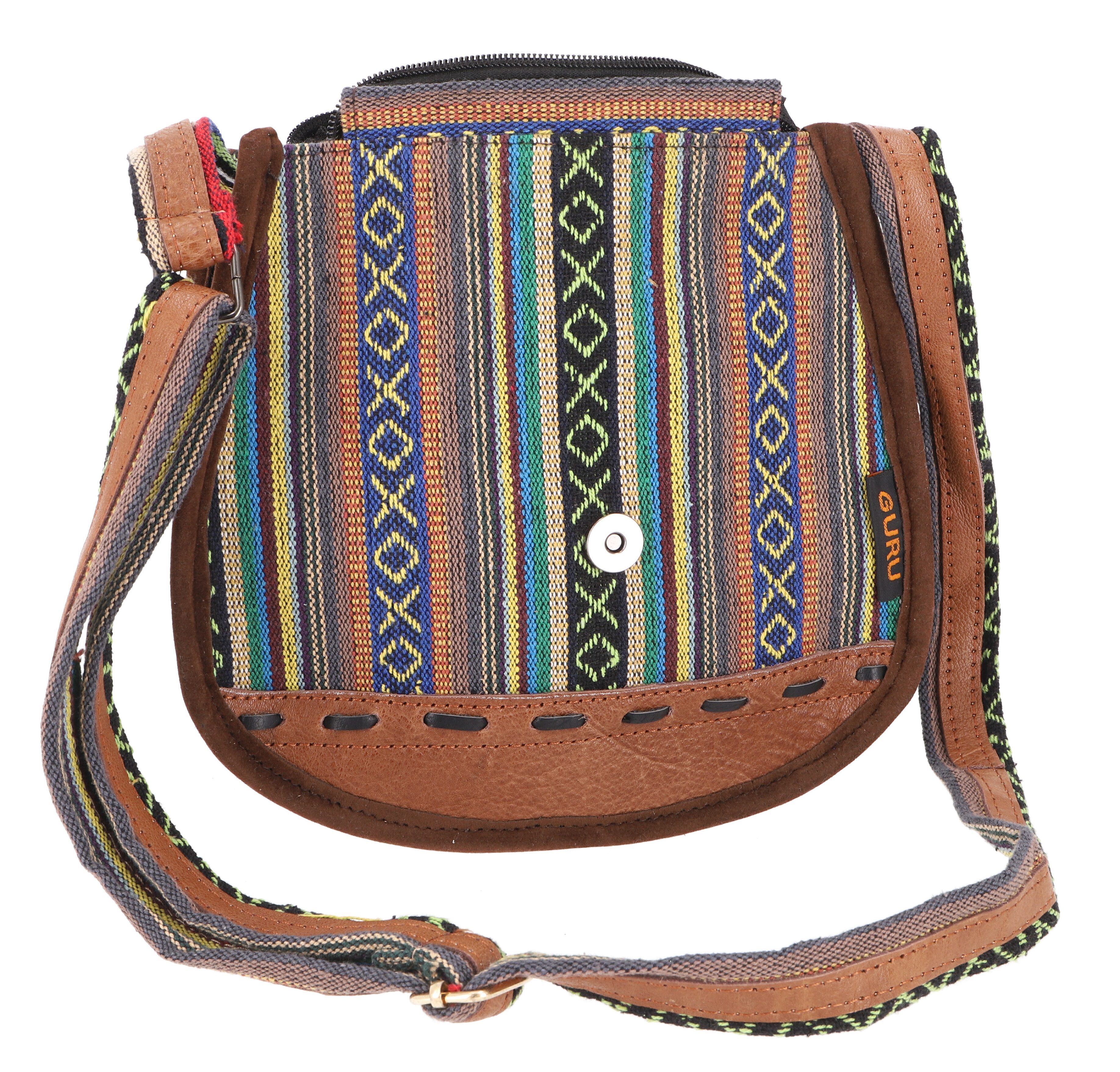 Guru-Shop Schultertasche Ethno Schultertasche mit Leder, günstig online kaufen