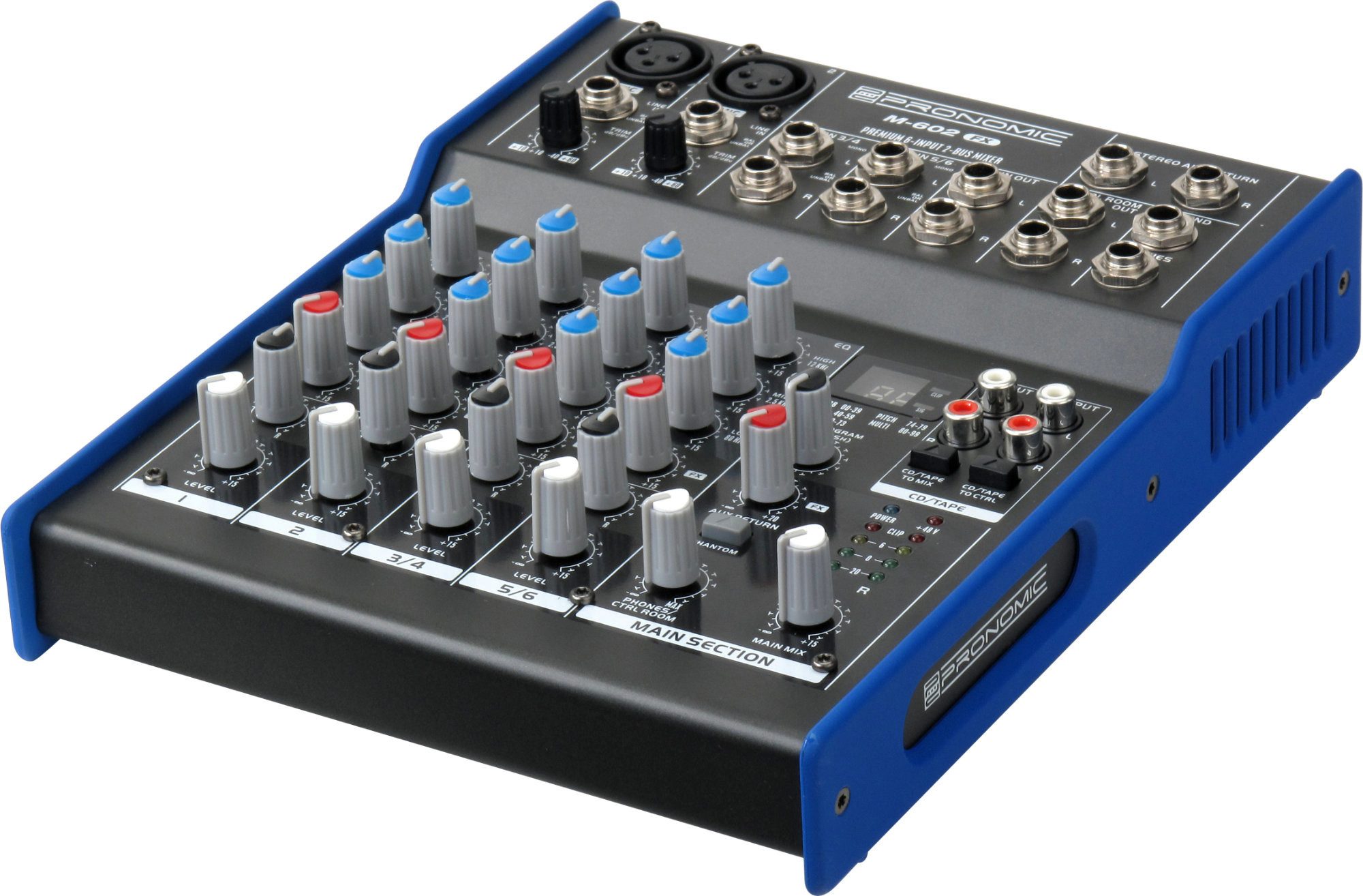 Pronomic Mischpult M-602FX 6-Kanal-Mischpult mit Effektprozessor, mit digitalem 24bit Multieffektprozessor