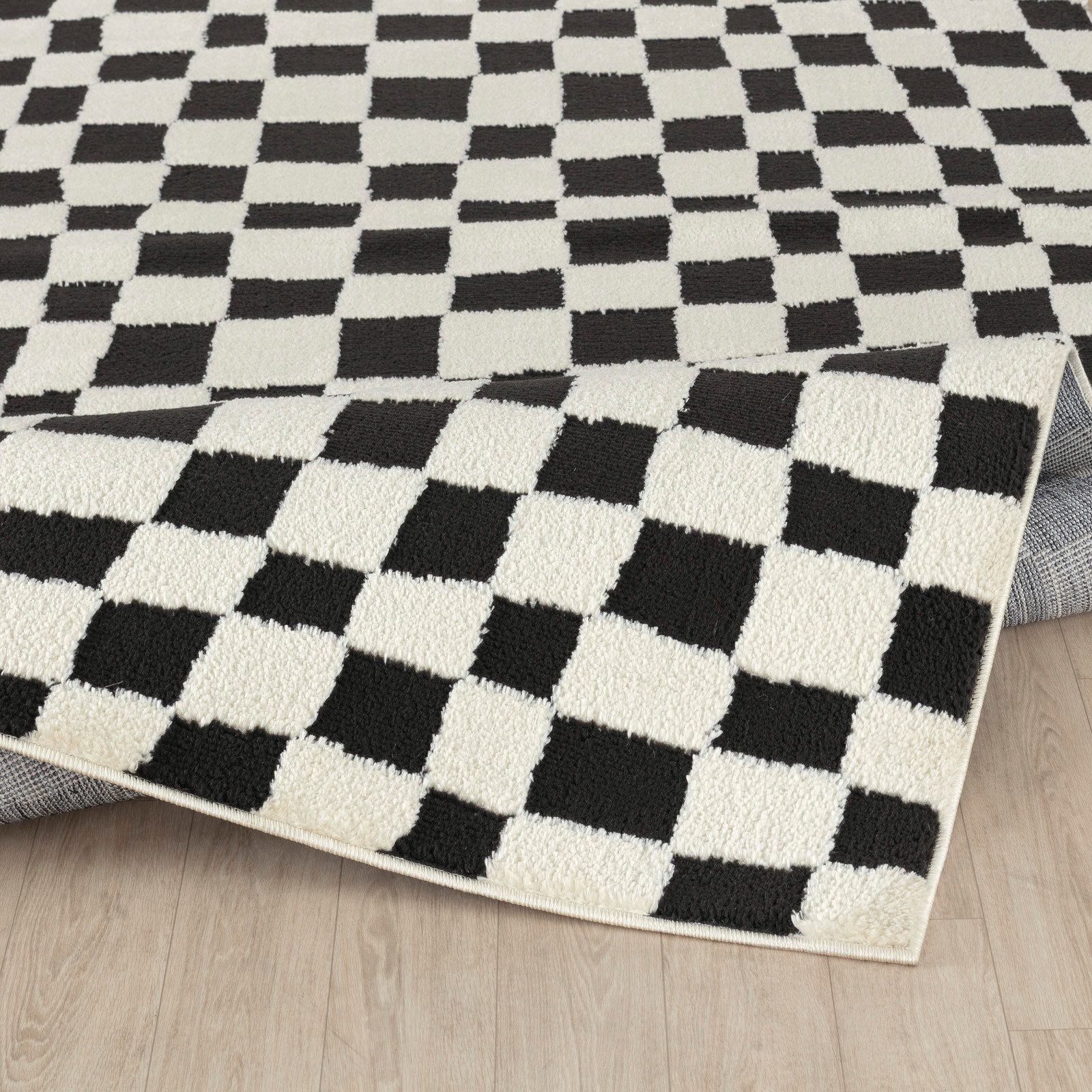 Livabliss Teppich GIJON, rechteckig, Höhe: 14 mm, Skandinavischer Teppich, Modernes Karo Design, Kurzflor, Wohnzimmer