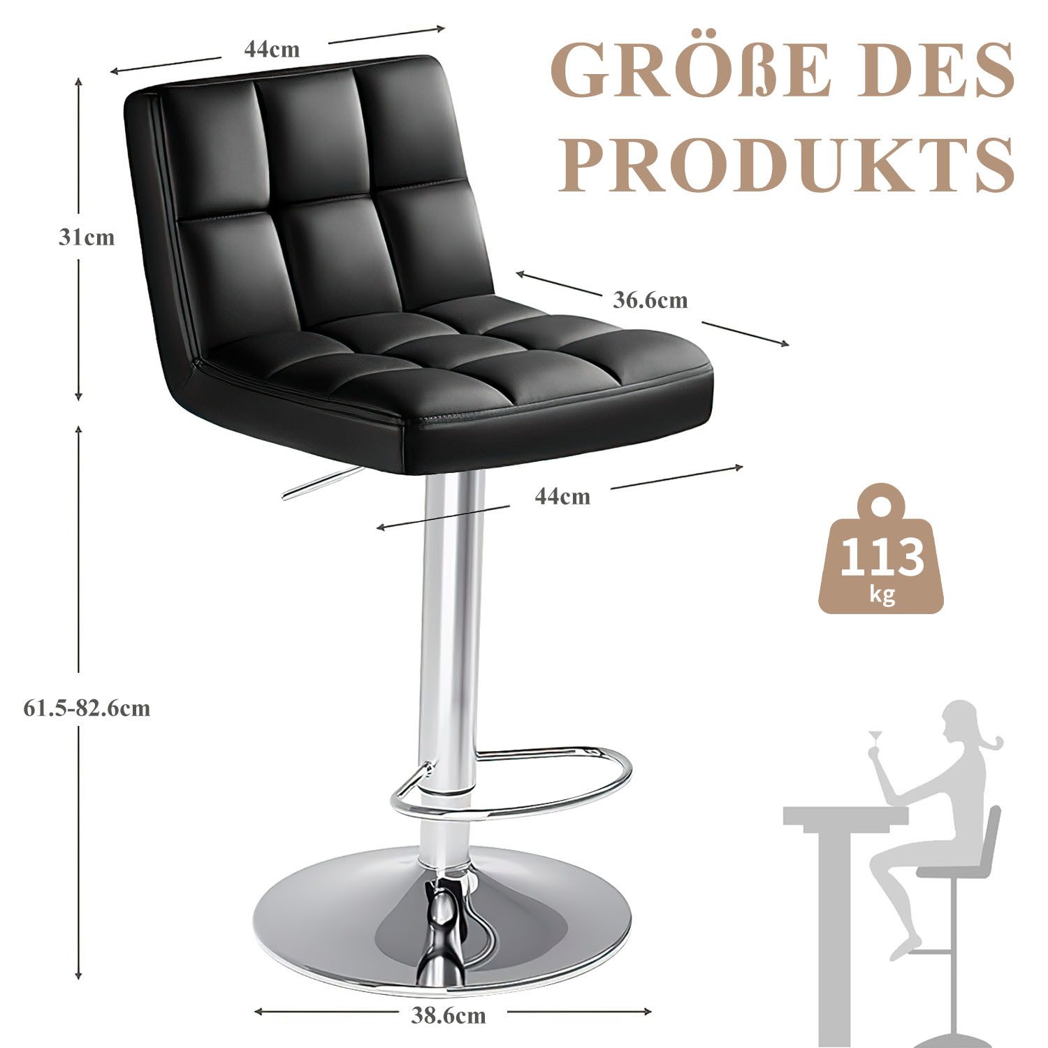 Refined Living Barhocker Höhenverstellbarer Barhocker 2er-Set günstig online kaufen