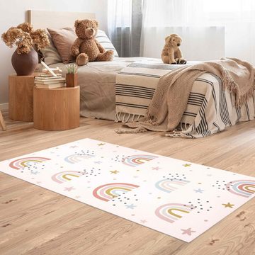 Läufer Teppich Vinyl Kinderteppich Kinderzimmer Muster Regenbogen lang, Bilderdepot24, Läufer - bunt glatt