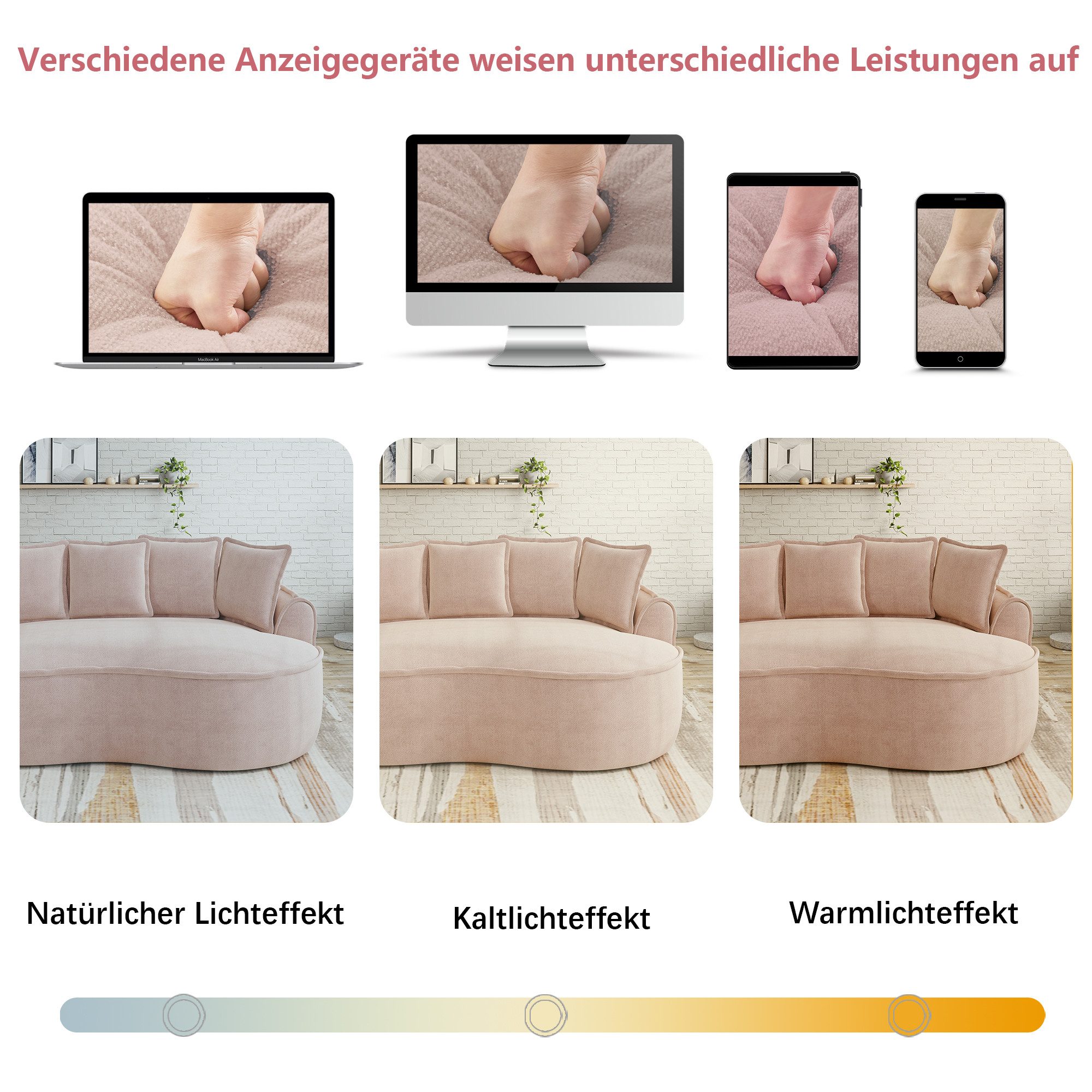 Celya Sofa Komfortables Chenille Cloud Sofa, frameless Design, inklusive Kissen, kein Aufbau erforderlich, für Wohnzimmer
