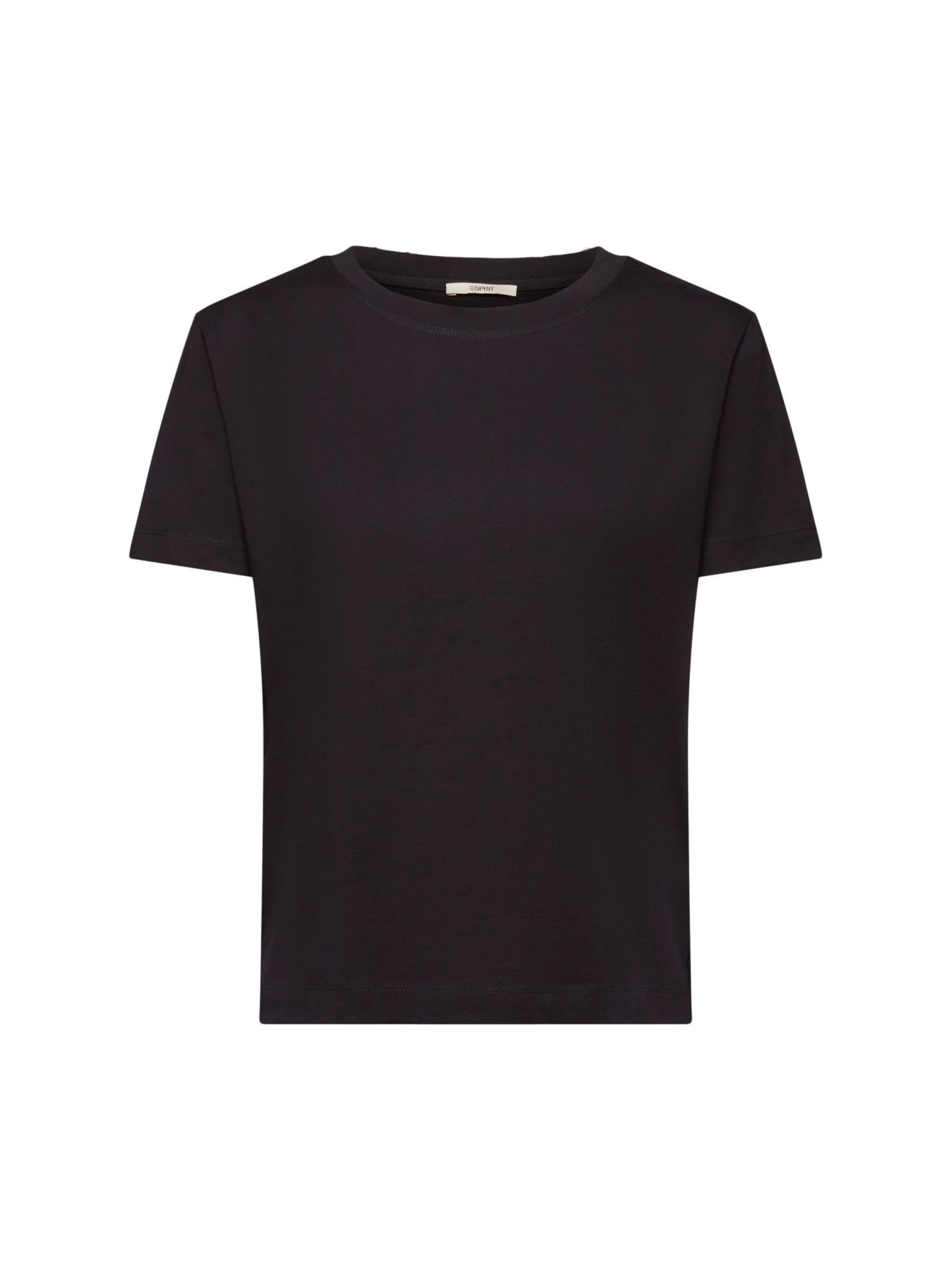 Esprit T-Shirt Baumwoll-T-Shirt mit Rundhalsausschnitt (1-tlg) BLACK
