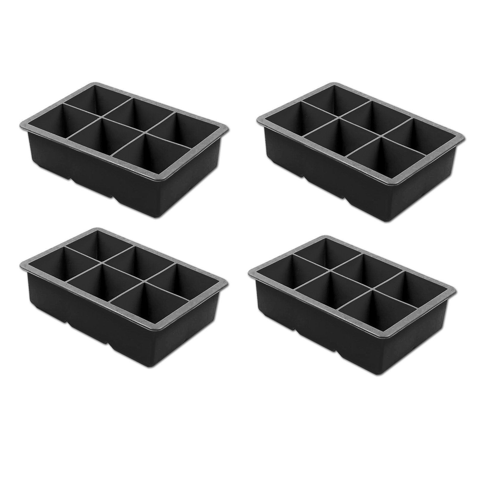 Moritz & Moritz Eiswürfelform XL Eiswürfelform Eiswürfelbereiter Jumbowürfel Form, (4-tlg), Silikon für 6 Eiswürfel 4,6 x 4,6 cm
