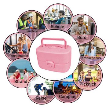JOEAIS Lunchbox Lunchbox Bentobox für Kinder Löffelgabel Lunchbehälter 3-integrierte, 860ml Nachhaltige Brotdose mit Fächern Lebensmittel-safe Materialien