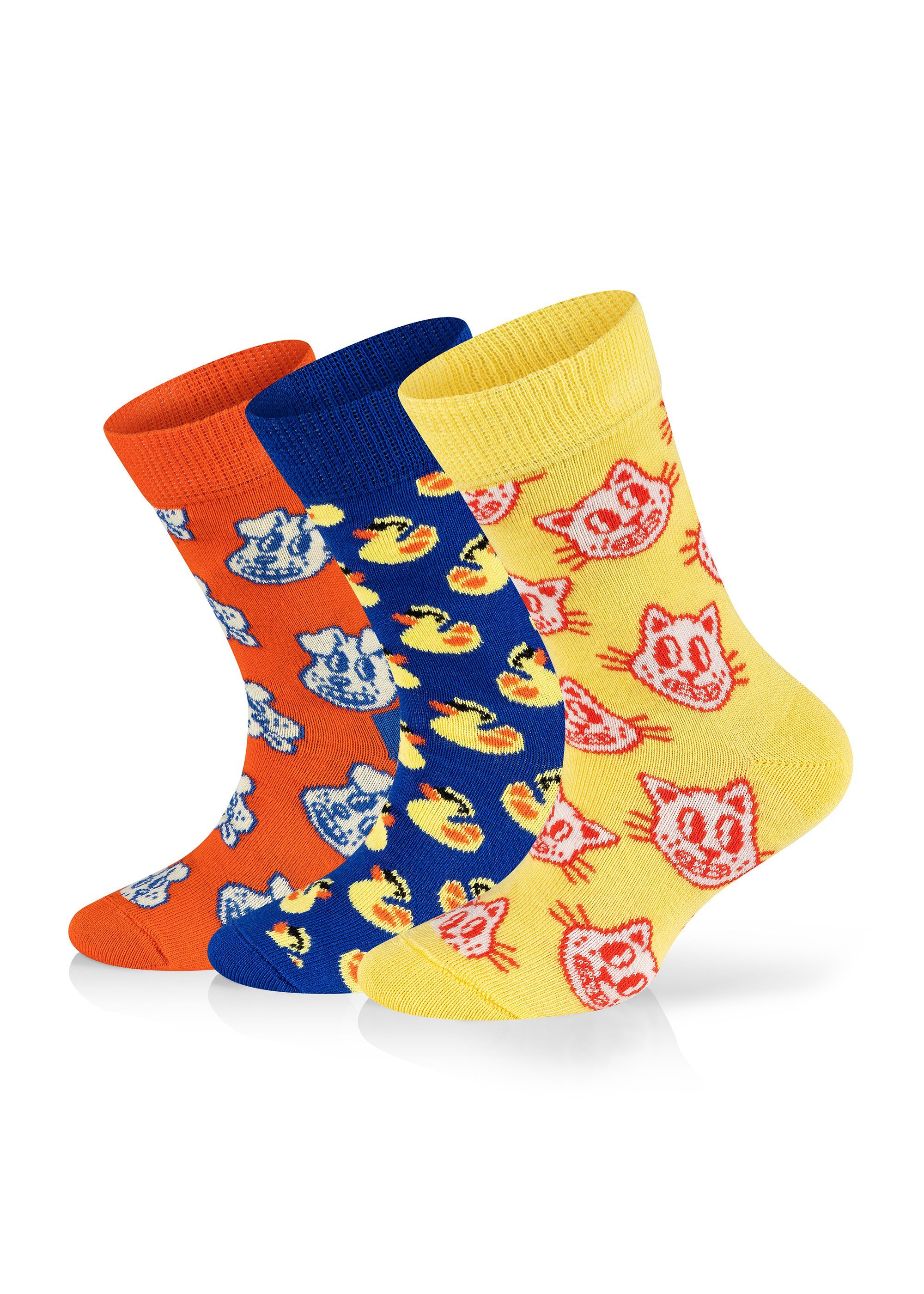 Happy Socks Basicsocken 3-Pack aus nachhaltiger Baumwolle Kids Animal Sock