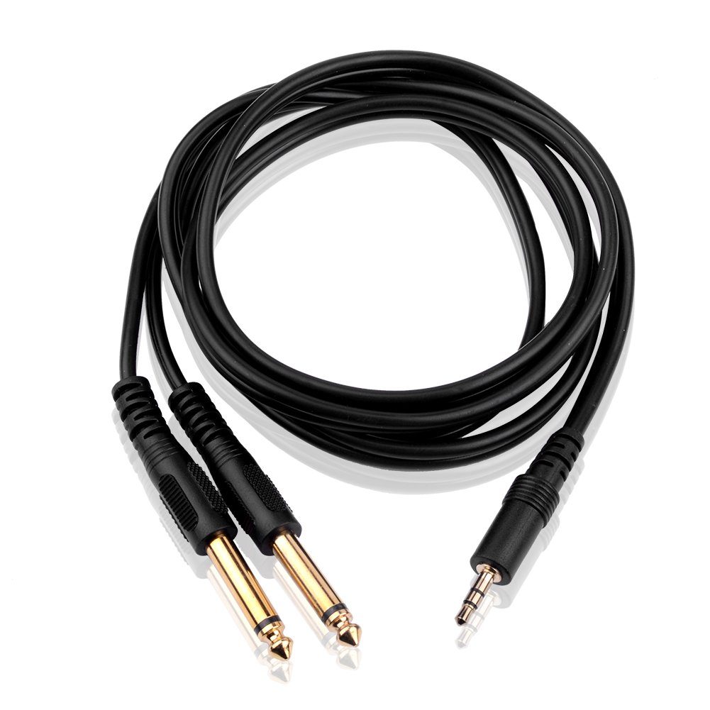 euroharry 1,5M Stereo 3.5mm Klinke auf Dual 6.35mm Mono Y AudioKabel Audio-Kabel, (150 cm)