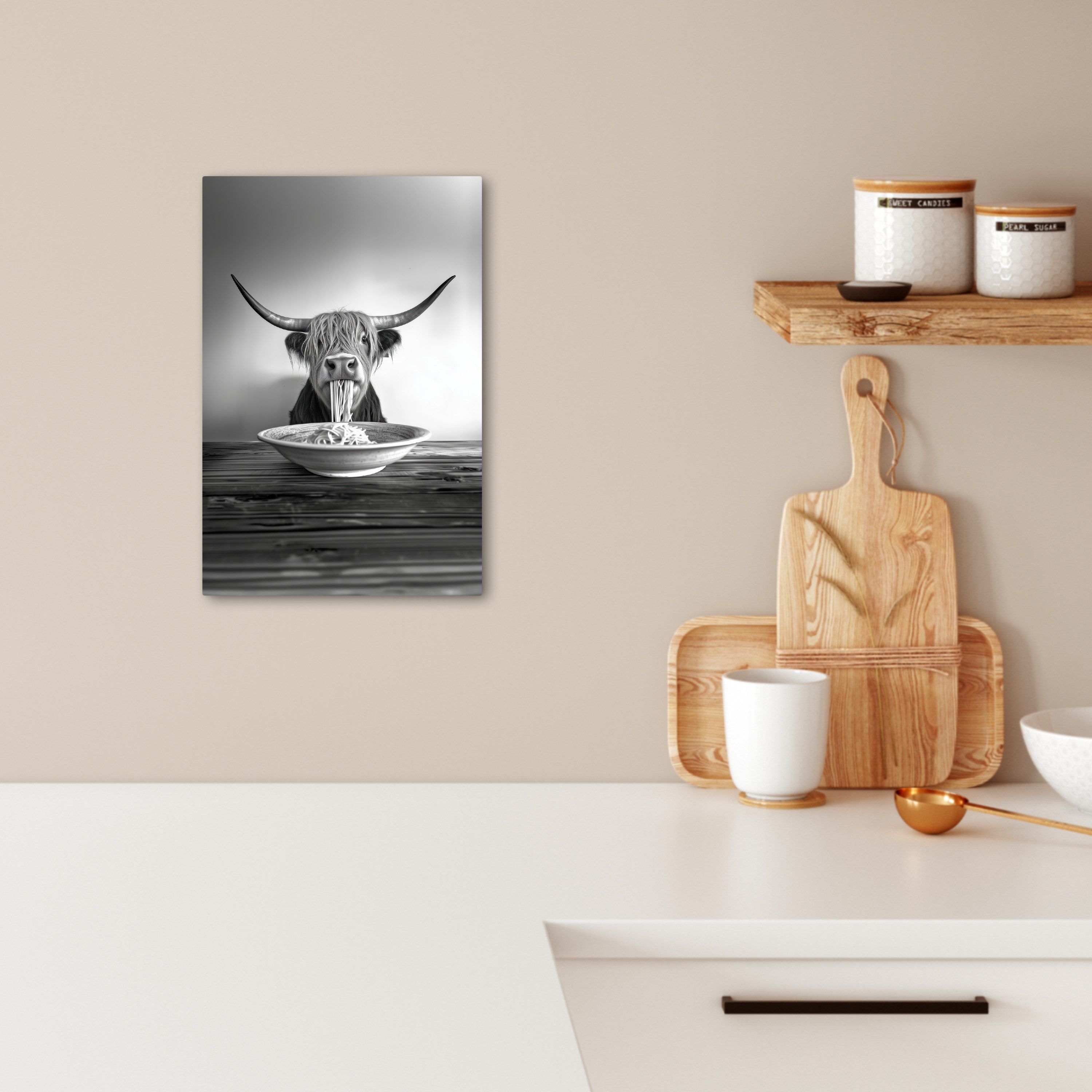 OneMillionCanvasses® Leinwandbild Schottischer Highlander - Spaghetti günstig online kaufen