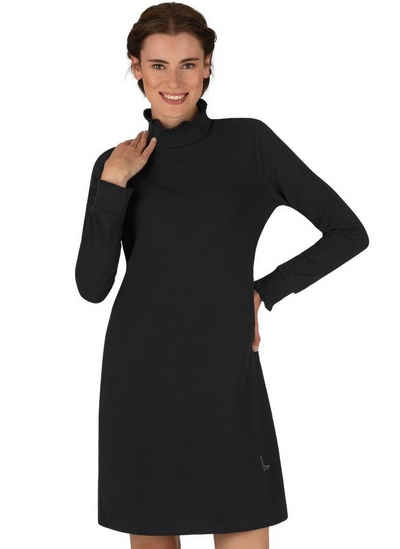 Trigema Jerseykleid TRIGEMA Stehkragen Kleid mit Rüschen (1-tlg)