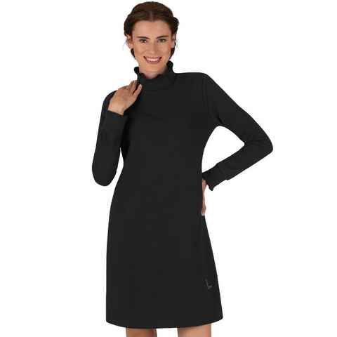 Trigema Jerseykleid TRIGEMA Stehkragen Kleid mit Rüschen (1-tlg)