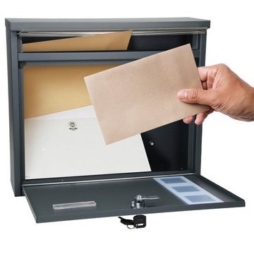 ML-DESIGN Briefkasten Wandbriefkasten Postkasten Mailbox, Mit Zeitungsfach Sichtfenster 36x31,5x11,5cm Edelstahl Anthrazit