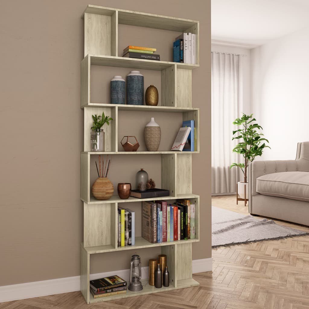 furnicato Bücherregal Bücherregal/Raumteiler Sonoma-Eiche 80x24x192 cm Holzwerkstoff | Bücherschränke
