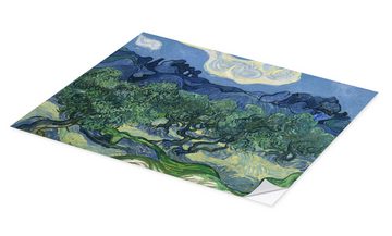 Posterlounge Wandfolie Vincent van Gogh, Olivenbäume mit den Alpen im Hintergrund, Wohnzimmer Malerei