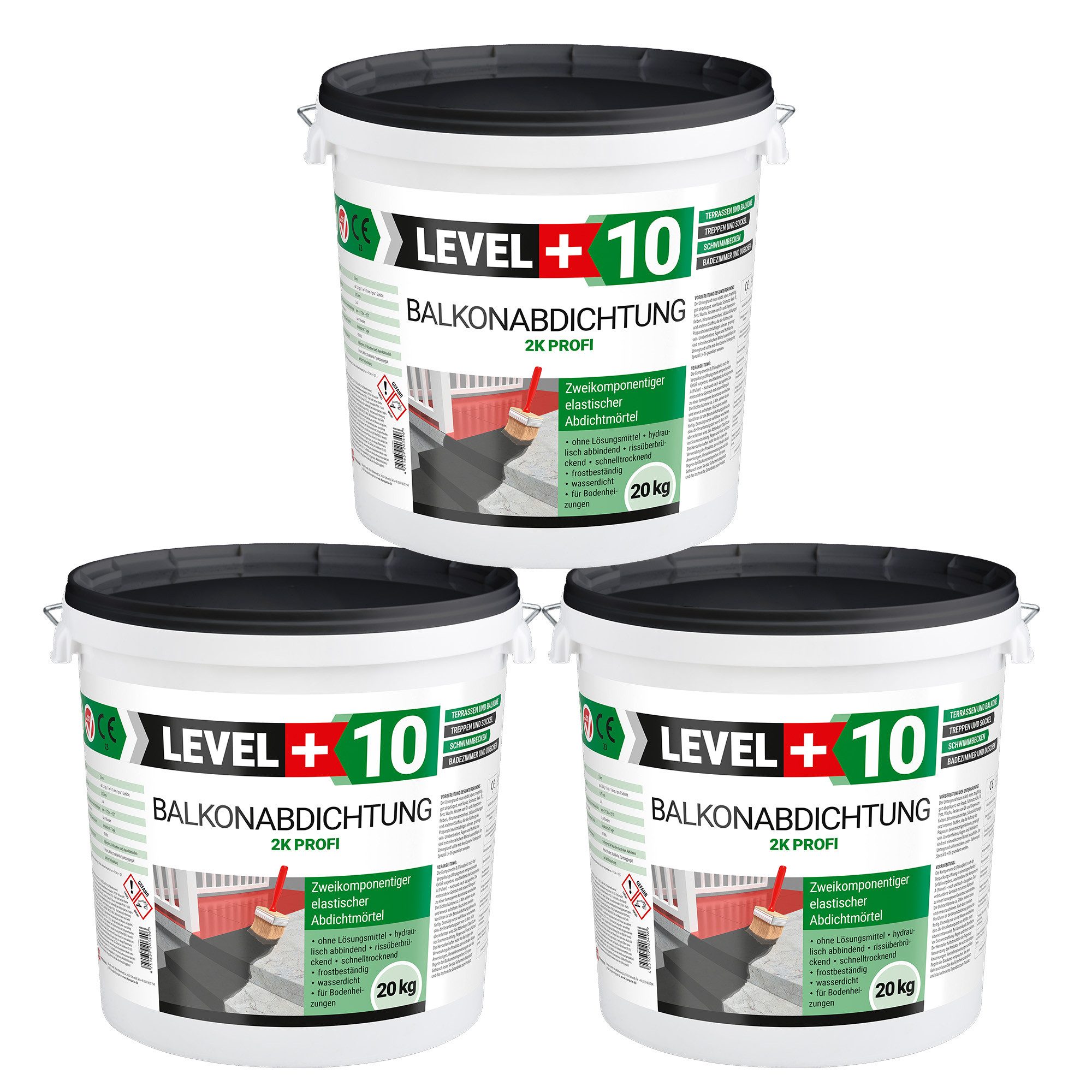 Level+ Dichtstoff LEVEL+ Balkonabdichtung Dichtschlämme 2K Terrasse L+10 - 60KG