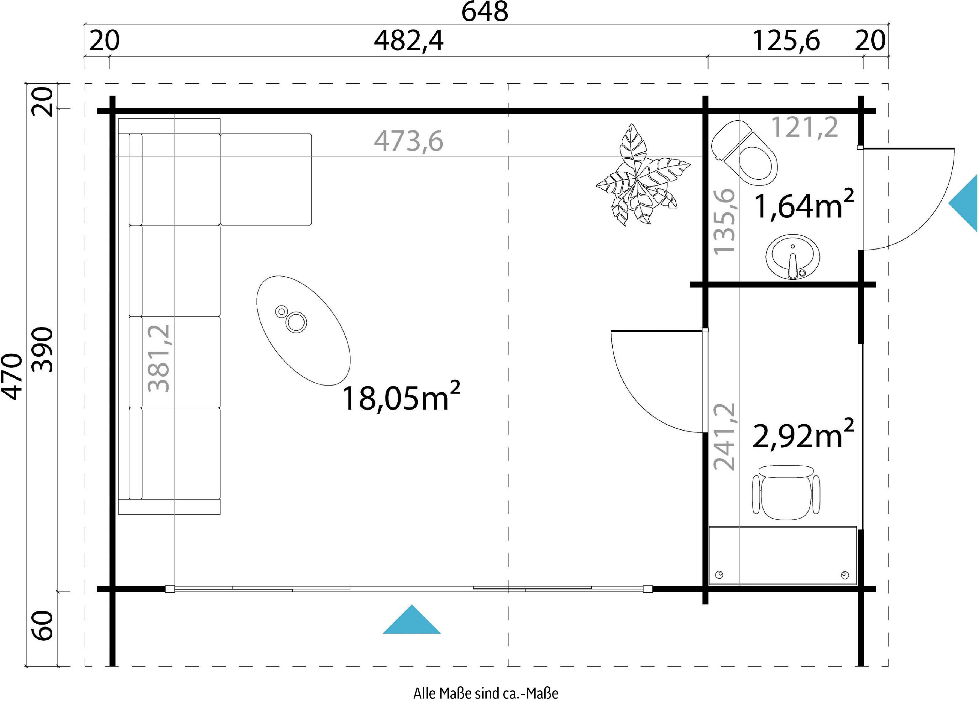 BxT: Gartenhaus carbongrau MAJA cm, 648x470 inkl. verlegen) LASITA JAVA, Fussbodenbretter (Set, zum