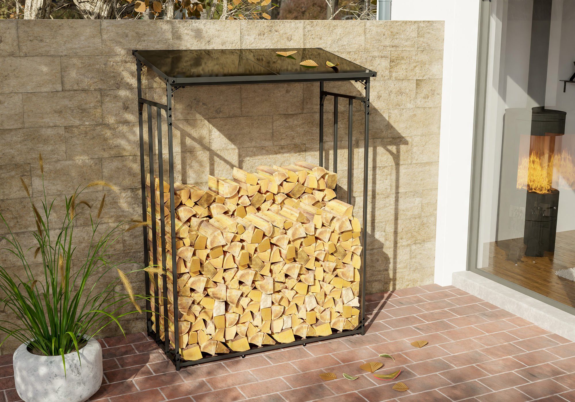 CLP Kaminholzregal Unterstand Ruston L, BxTxH:130x70x185 günstig online kaufen