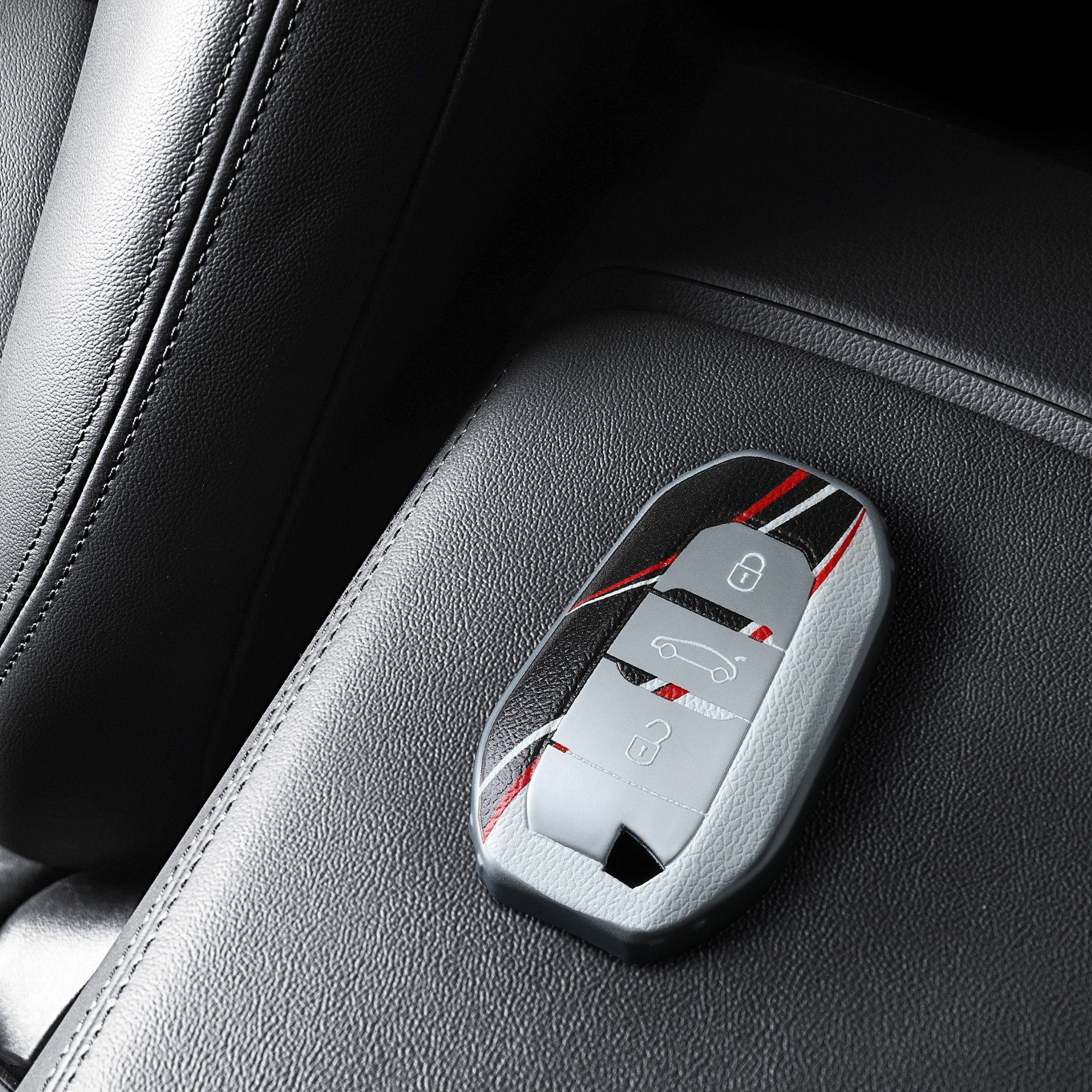 für Citroen, TPU Cover Schlüsseltasche Schlüsselhülle Autoschlüssel Rot Peugeot kwmobile Hülle Schutzhülle