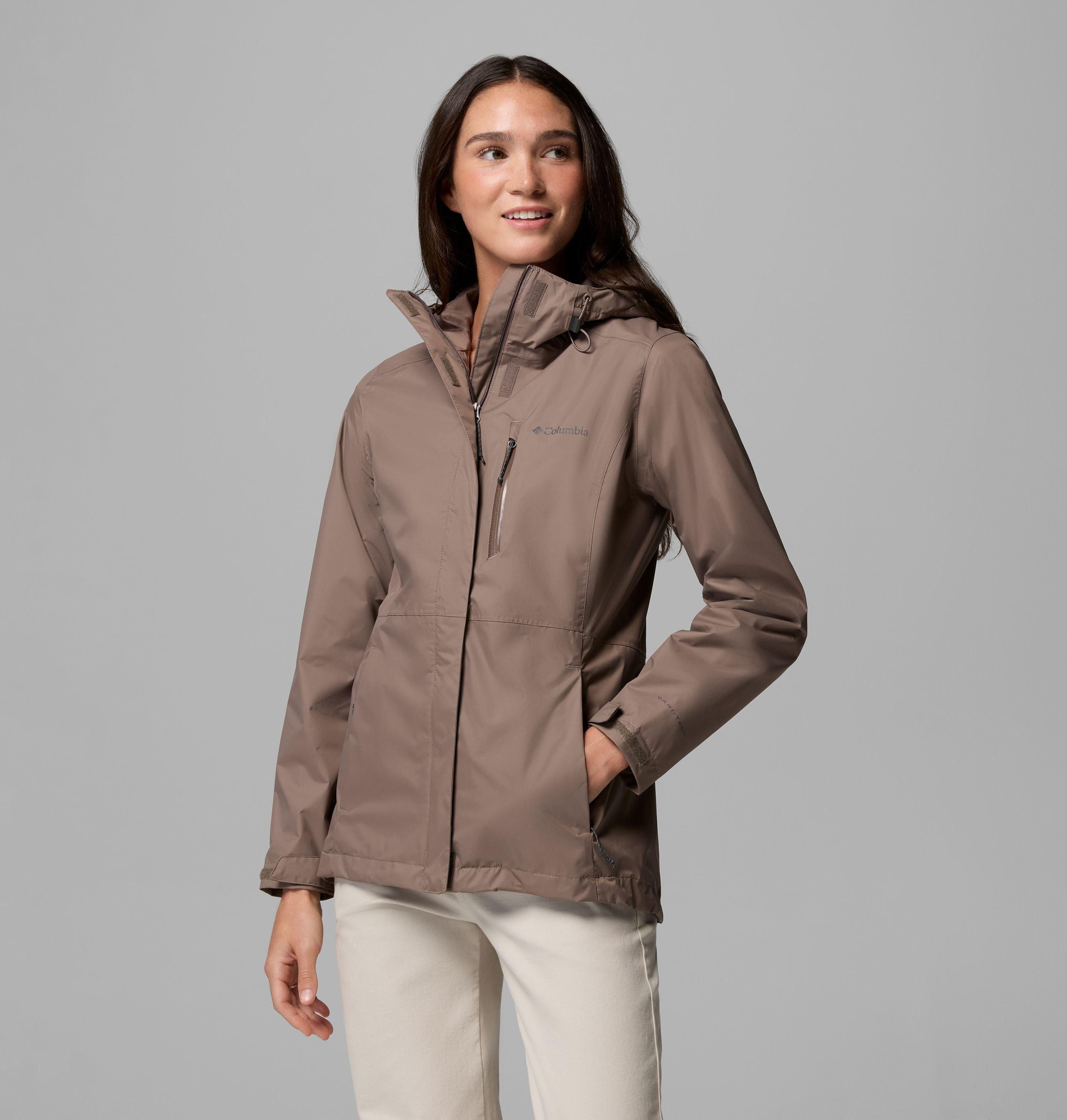 Columbia Regenjacke Pouring Adventure III Jacket mit per Gummizug verstellbarer Kapuze, wasserdicht, winddicht