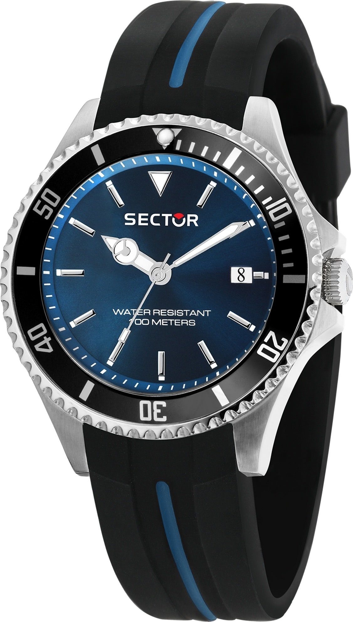 Sector Quarzuhr Sector Herren Armbanduhr Analog, (Analoguhr), Herren Armbanduhr eckig (ca. 45x38mm), Silikonarmband schwarz, Casual