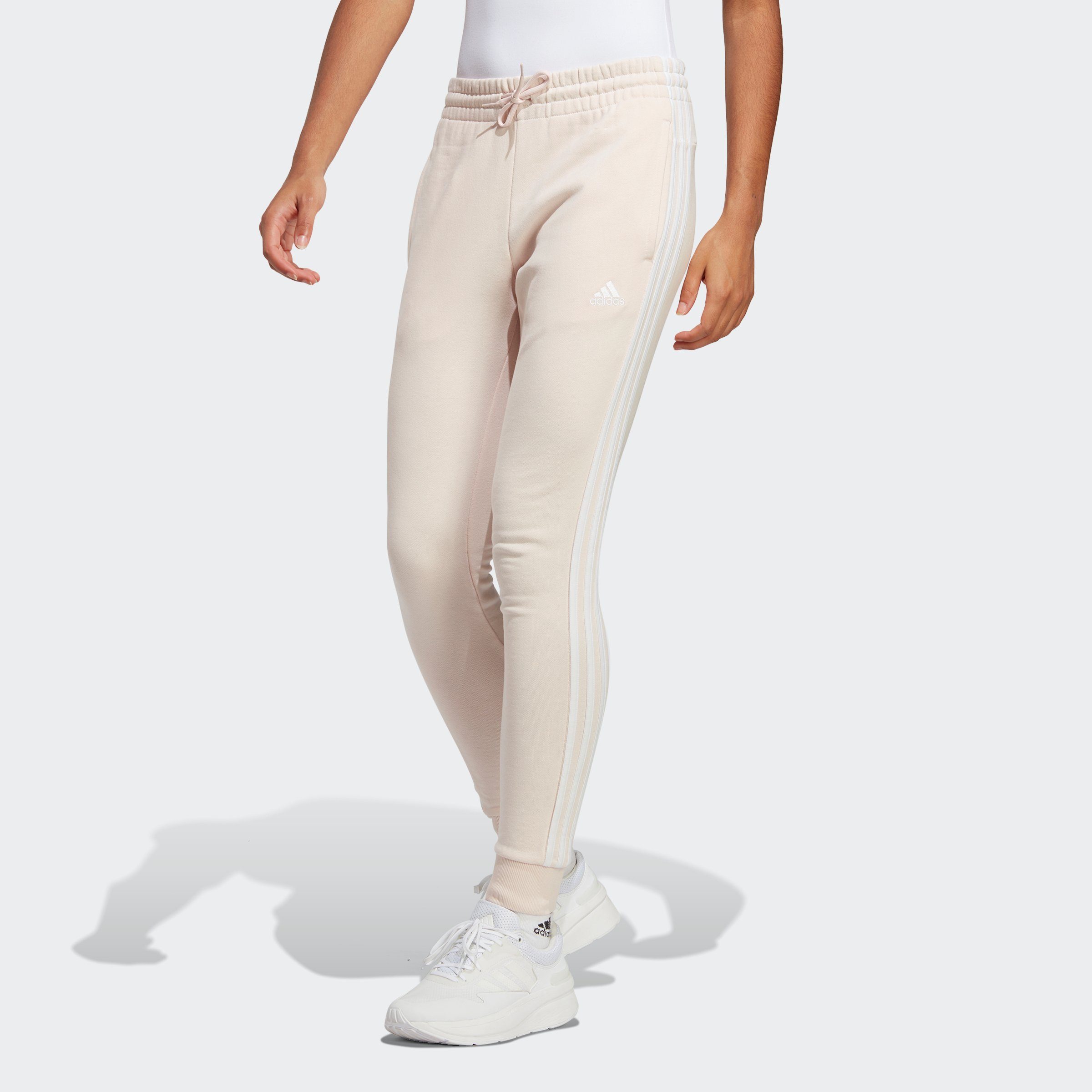 Wonder FRENCH Sportswear (1-tlg) ESSENTIALS TERRY White Quartz Jogginghose / CUFFED adidas HOSE 3STREIFEN