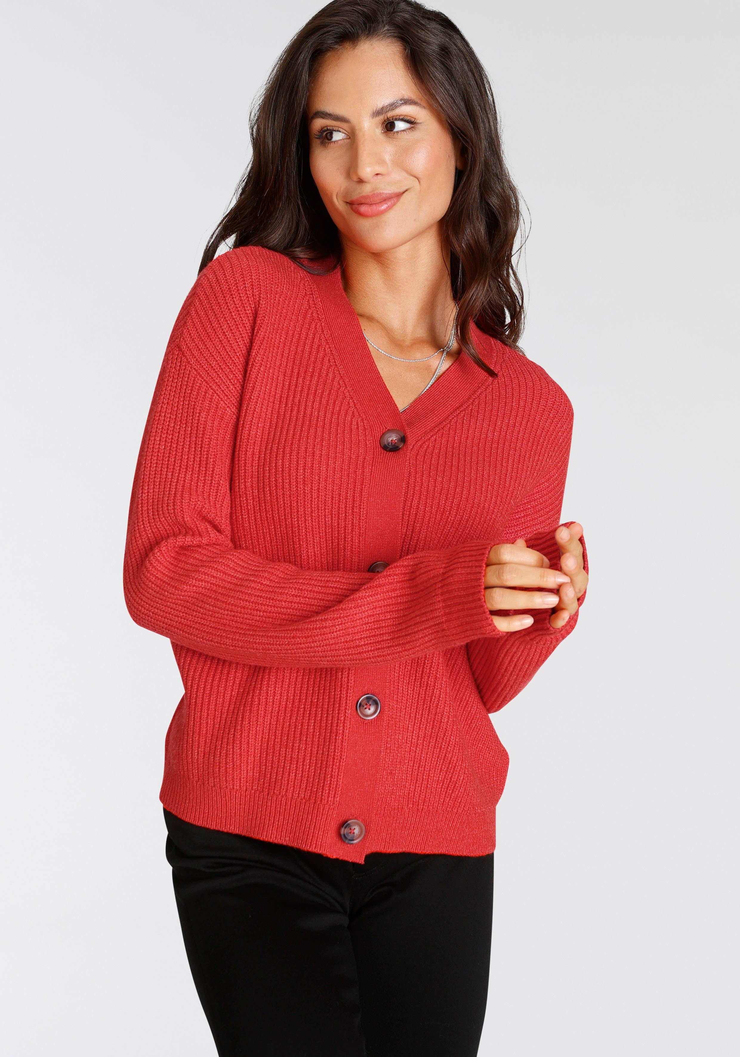 Laura Scott Cardigan nachhaltigem (aus rot modischer in Material) Kurzform