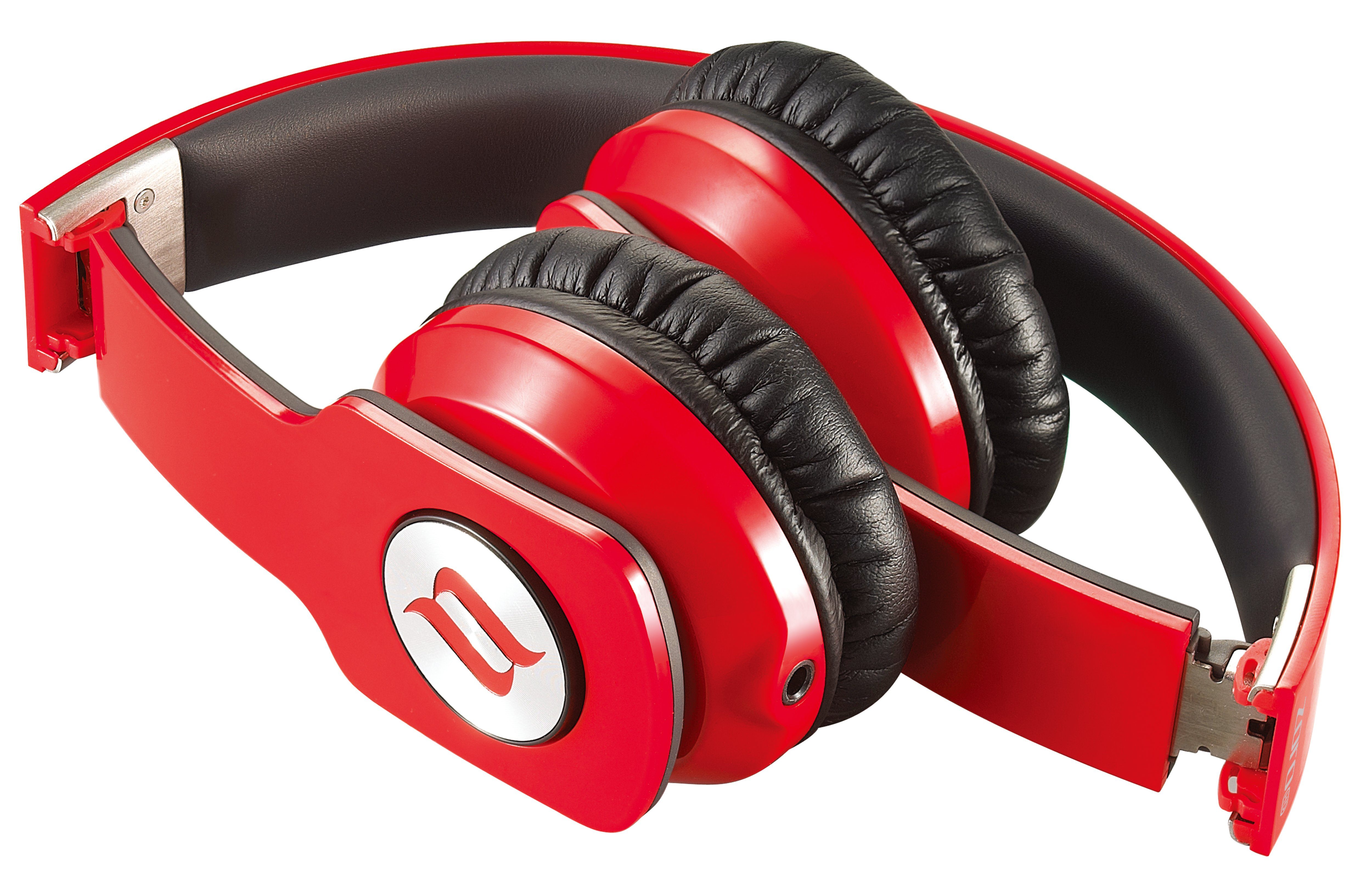 Poppstar Noontec Kopfhörer Zoro Flachkabel) HD Zoro On-Ear-Kopfhörer MF3120(S) Rot mit Kopfhörer (kabelgebunden