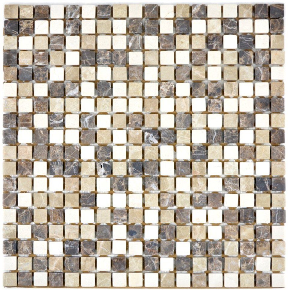Mosani Bodenfliese Marmormosaik Mosaikfliesen mix beige braun matt / 10 Matten | Fliesen