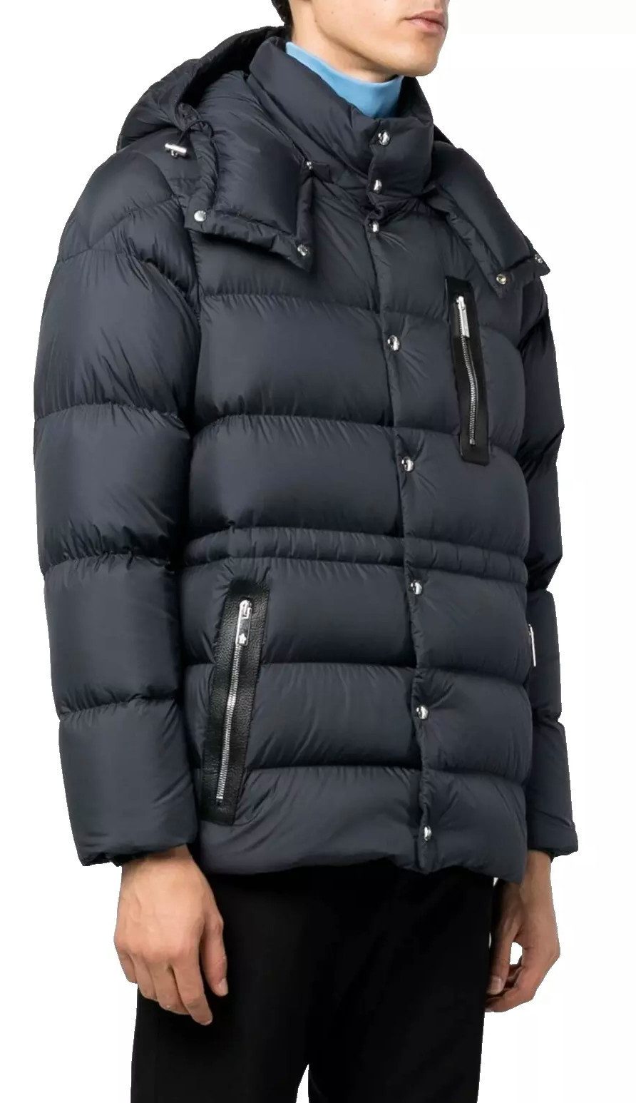 MONCLER Daunenjacke Bauges Mantel Bomber Parka mit Kapuze 4XL Zwei-Wege-Reißverschluss mit Druckknopf-Leiste
